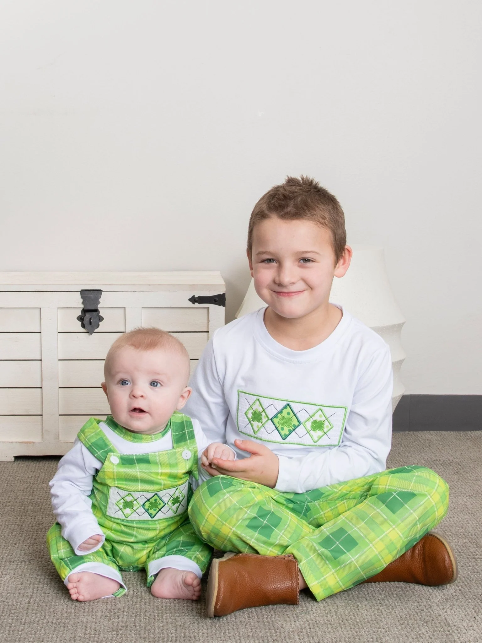 Green Plaid Smocked Clover Outfit - Image 4