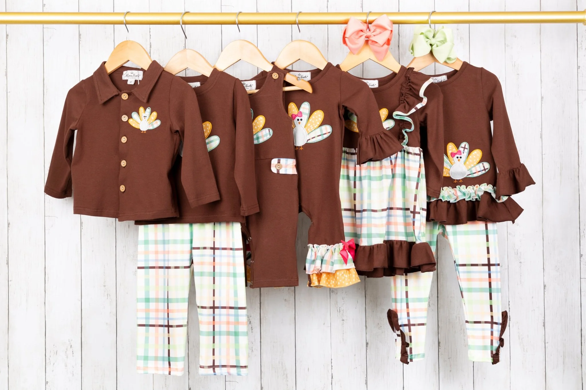 Green Plaid Turkey Ruffle Romper - Image 2