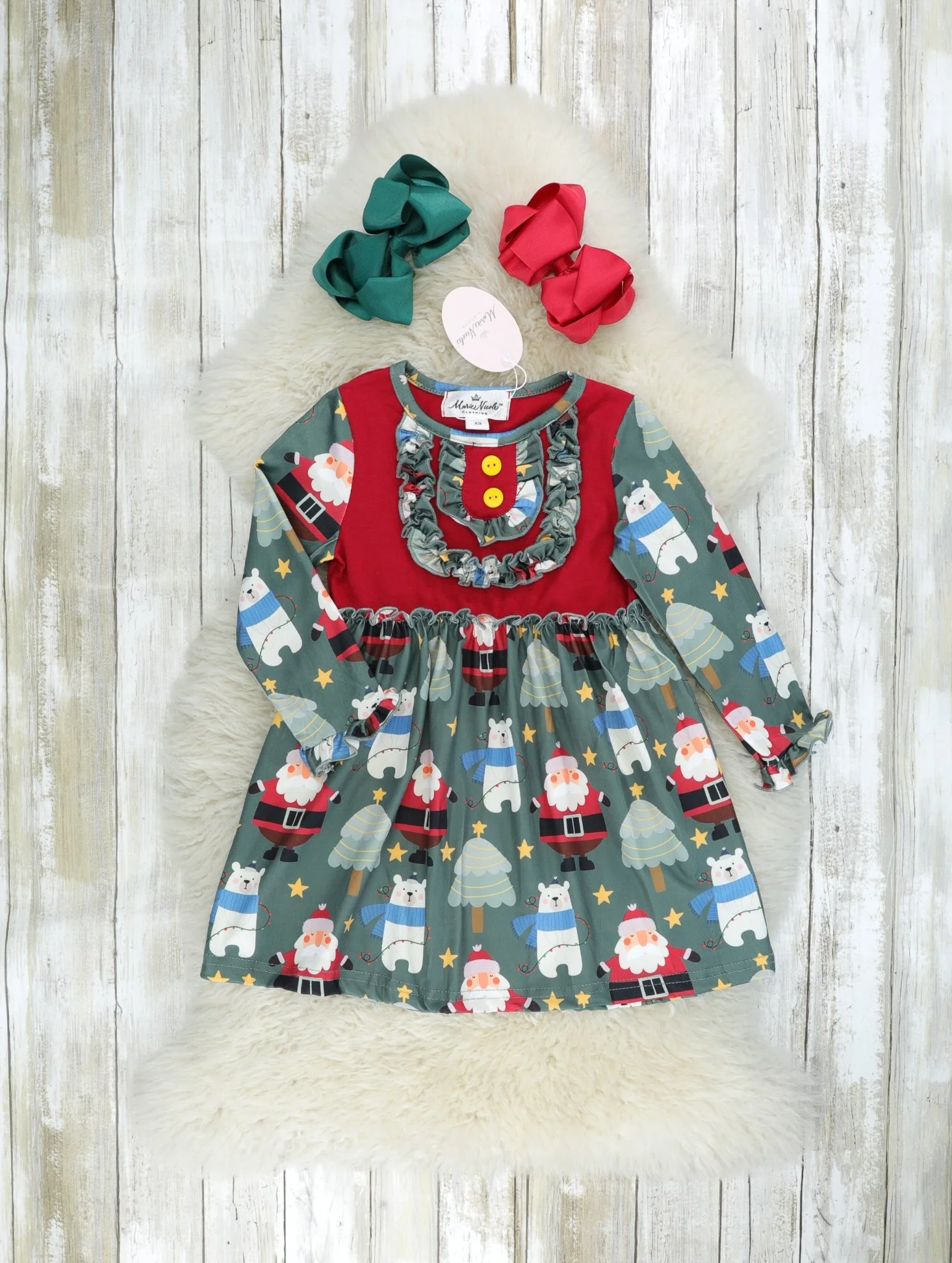 Green Santa Ruffle Dress