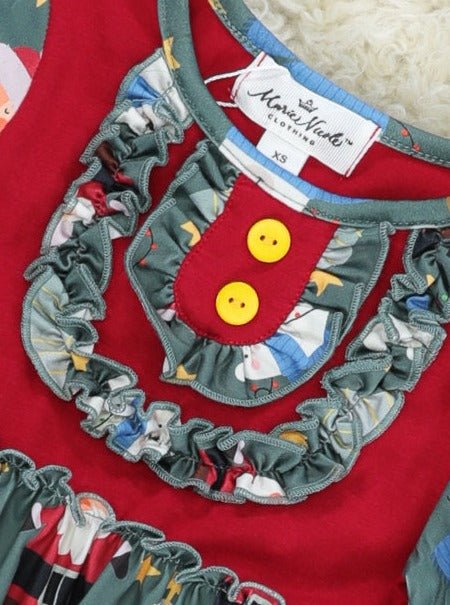 Green Santa Ruffle Dress - Image 2
