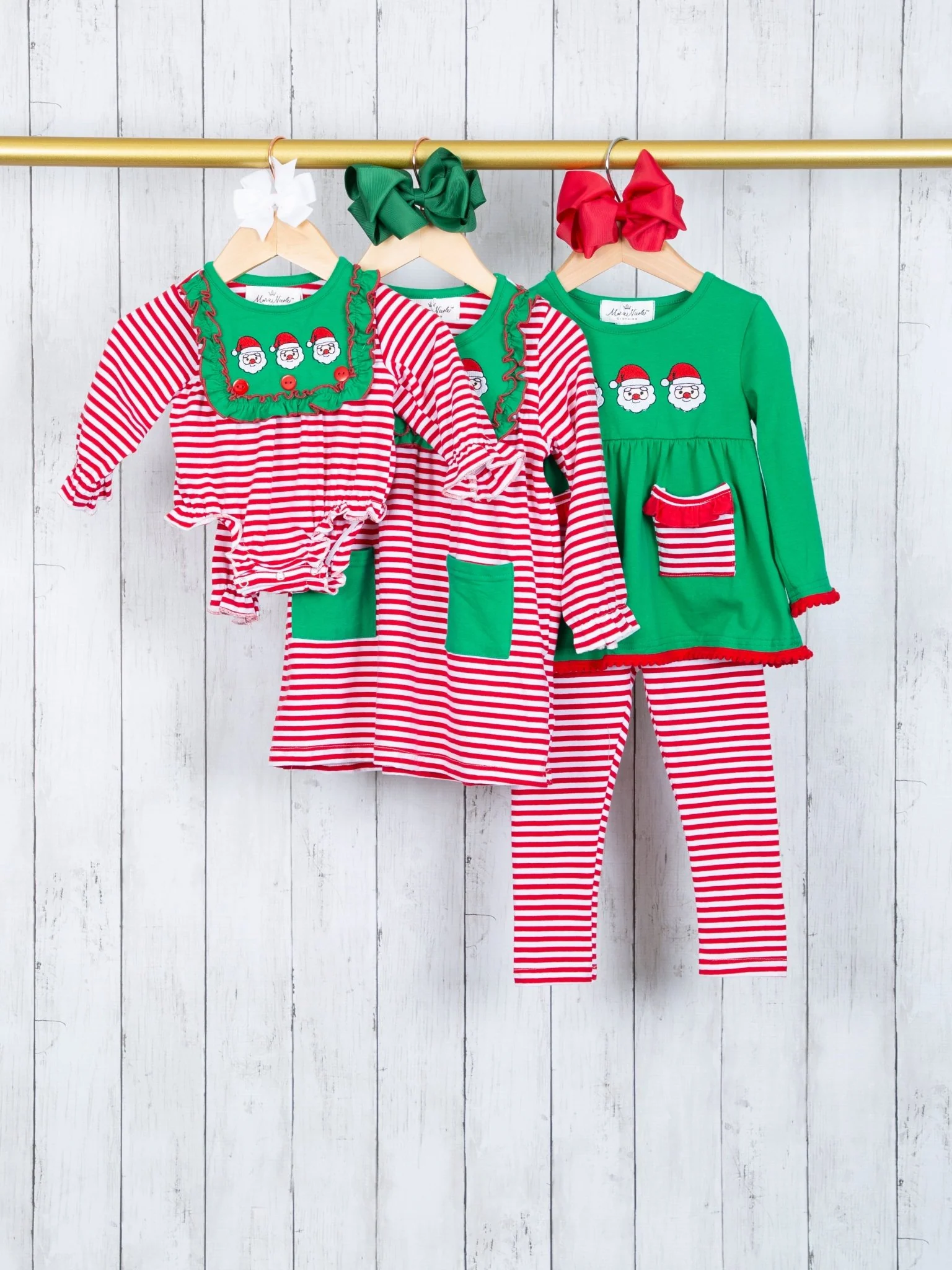 Green Santa Striped Pocket Dress - Image 2