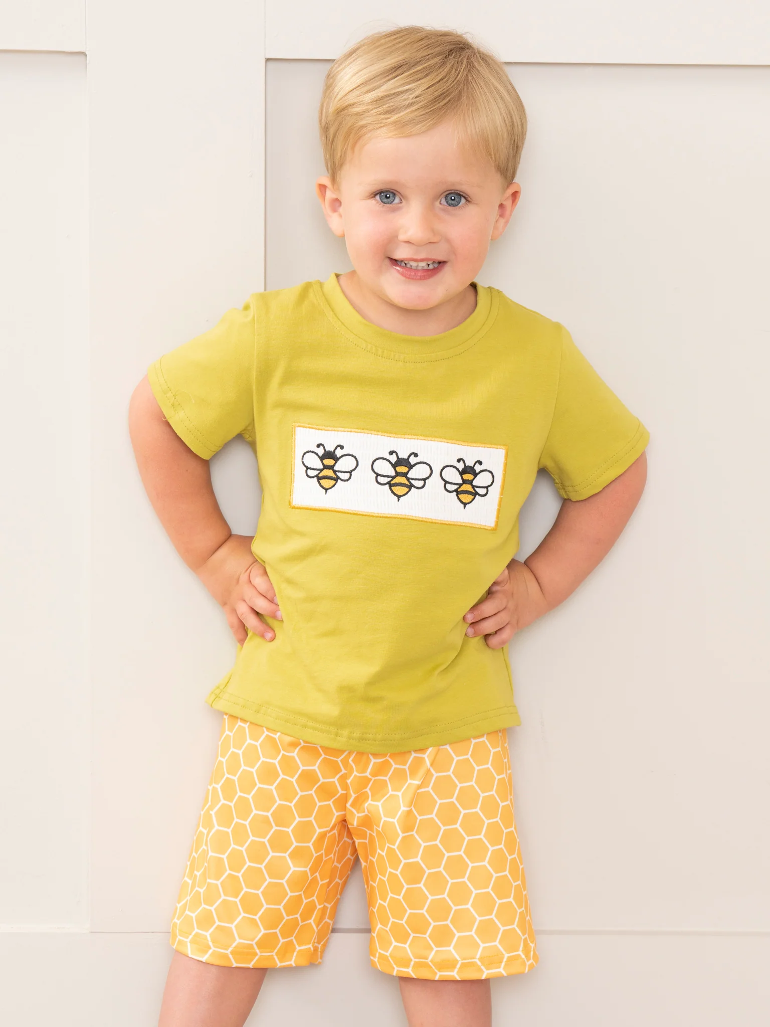Green Smocked Honeycomb Outfit