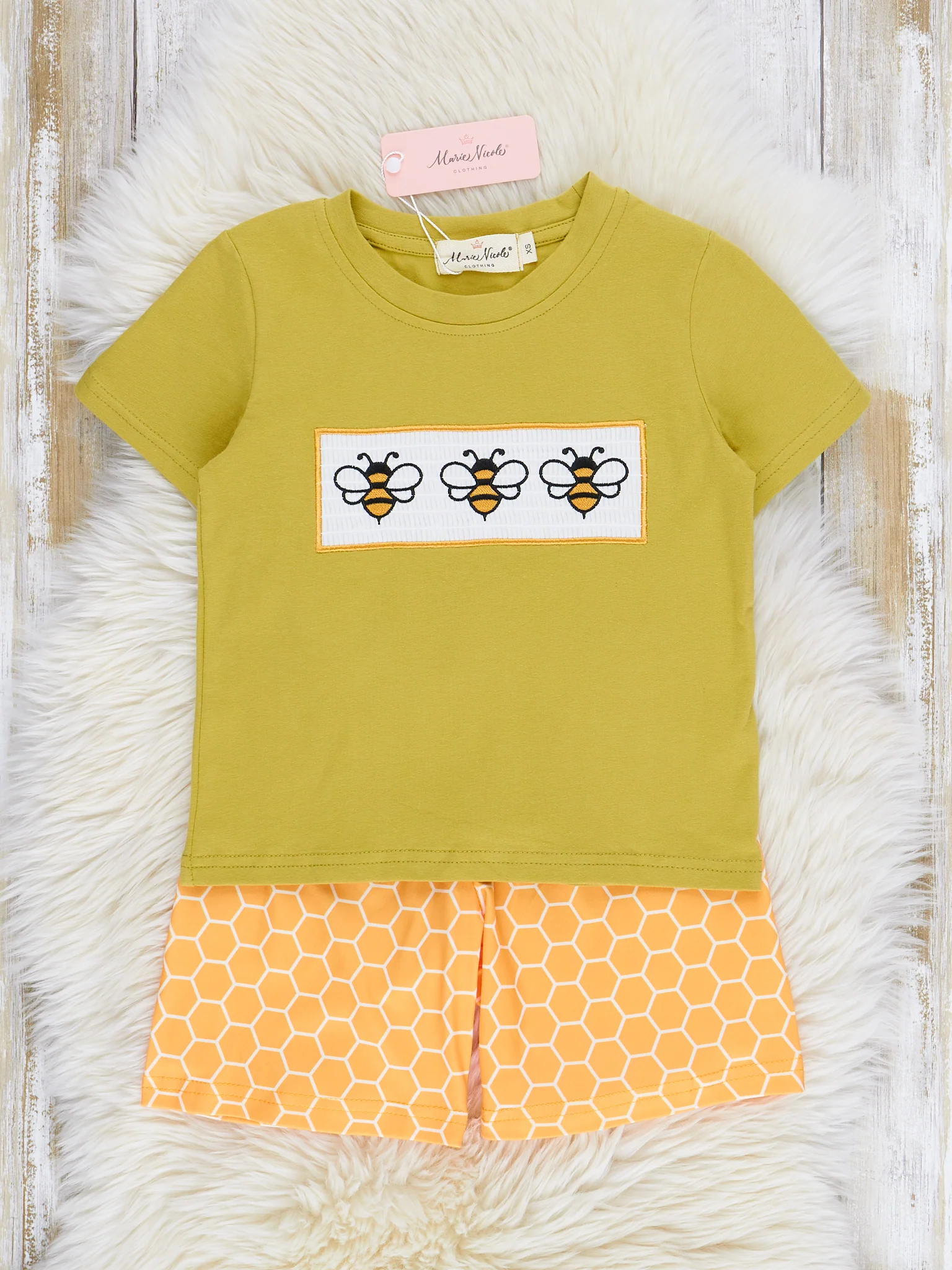 Green Smocked Honeycomb Outfit - Image 2
