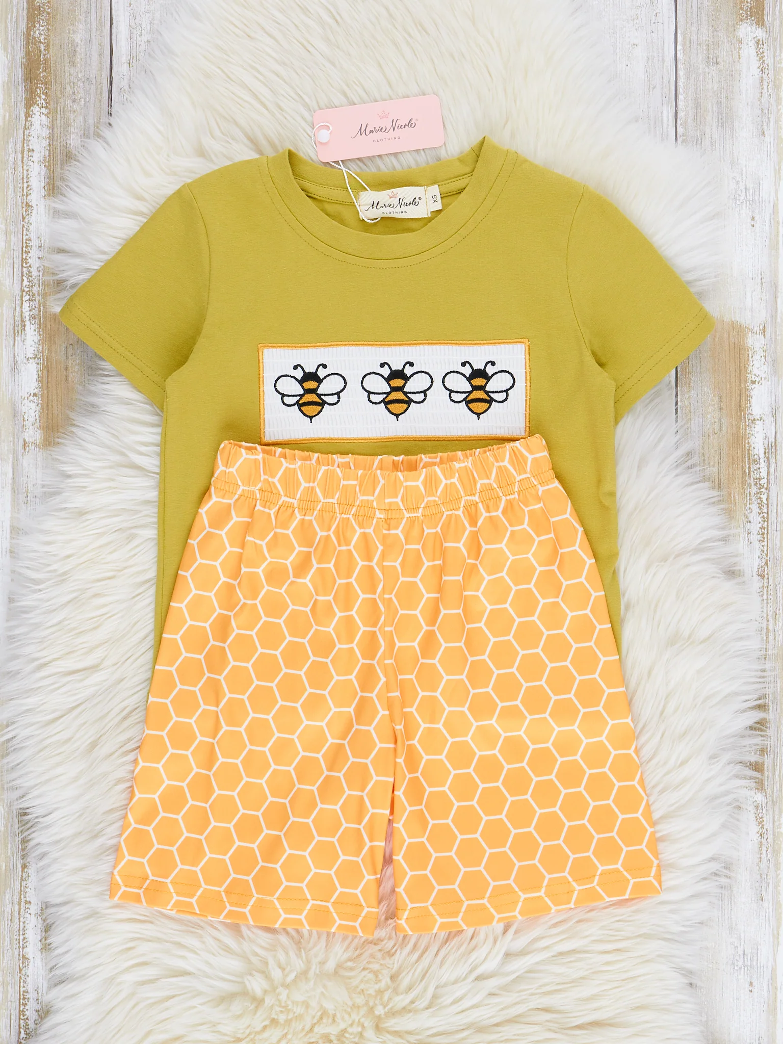 Green Smocked Honeycomb Outfit - Image 3