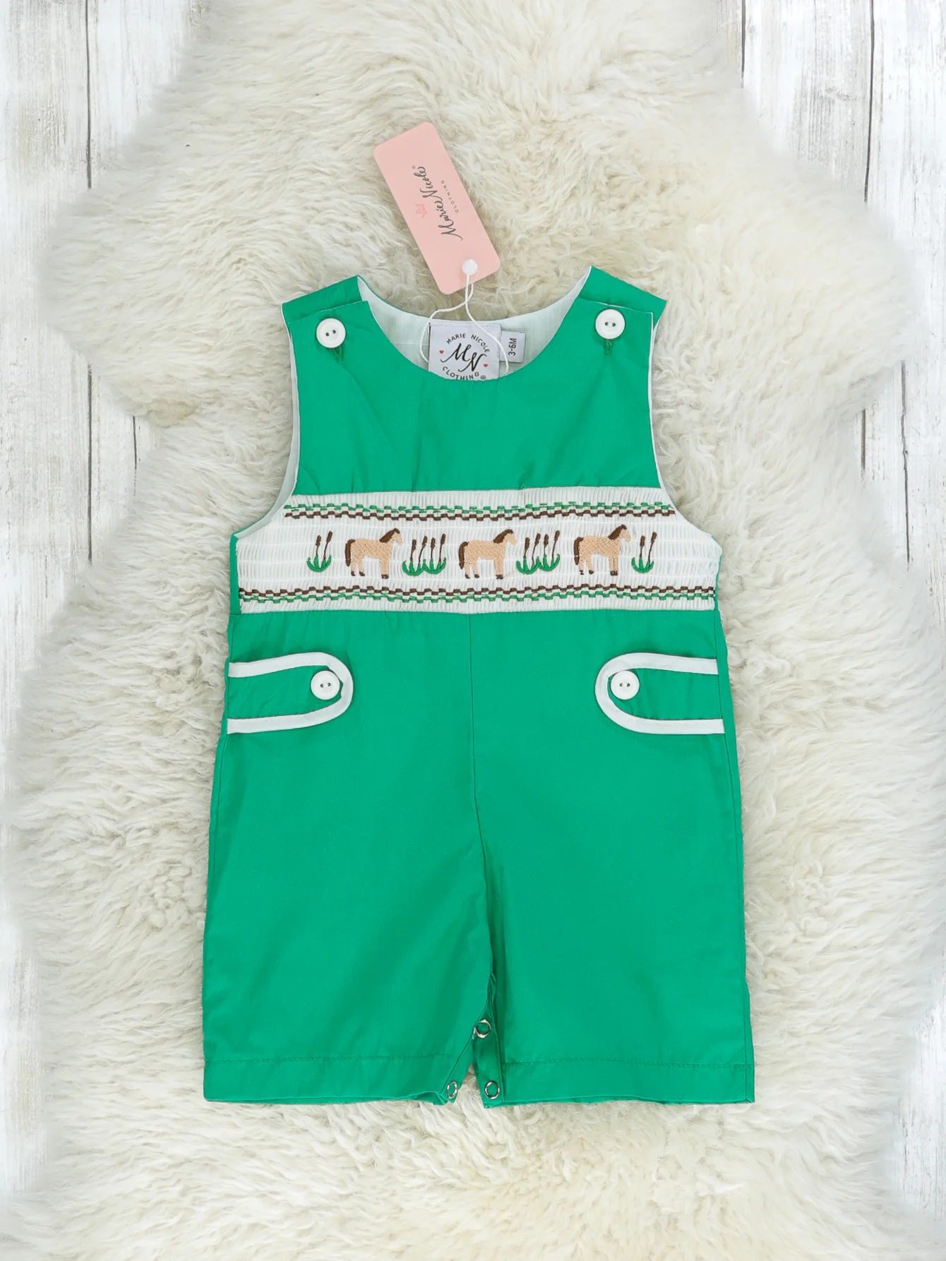 Green Smocked Horse Johnny - Image 2