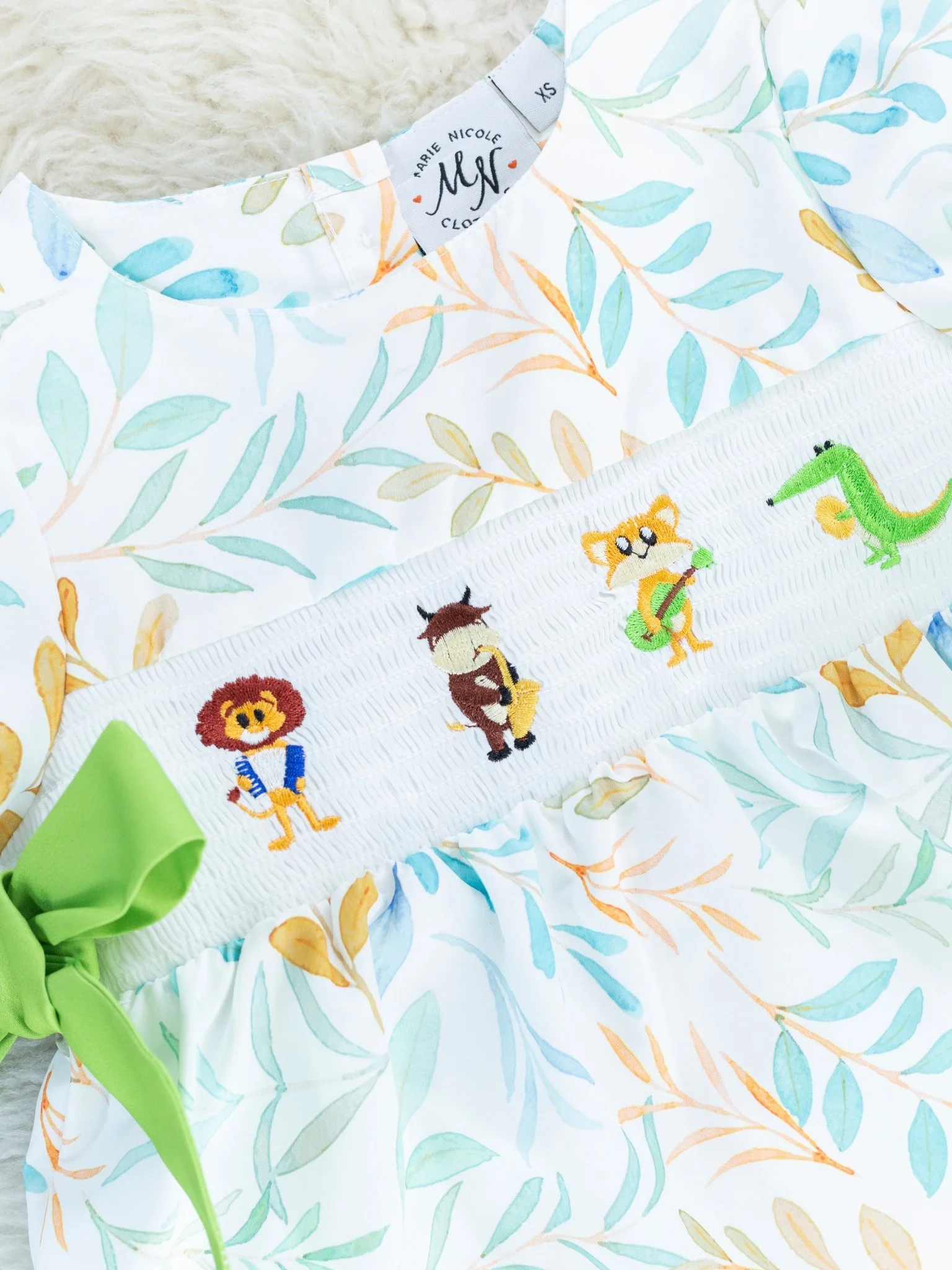 Jazzy Zoo Friends Smocked Bow Dress - Image 3