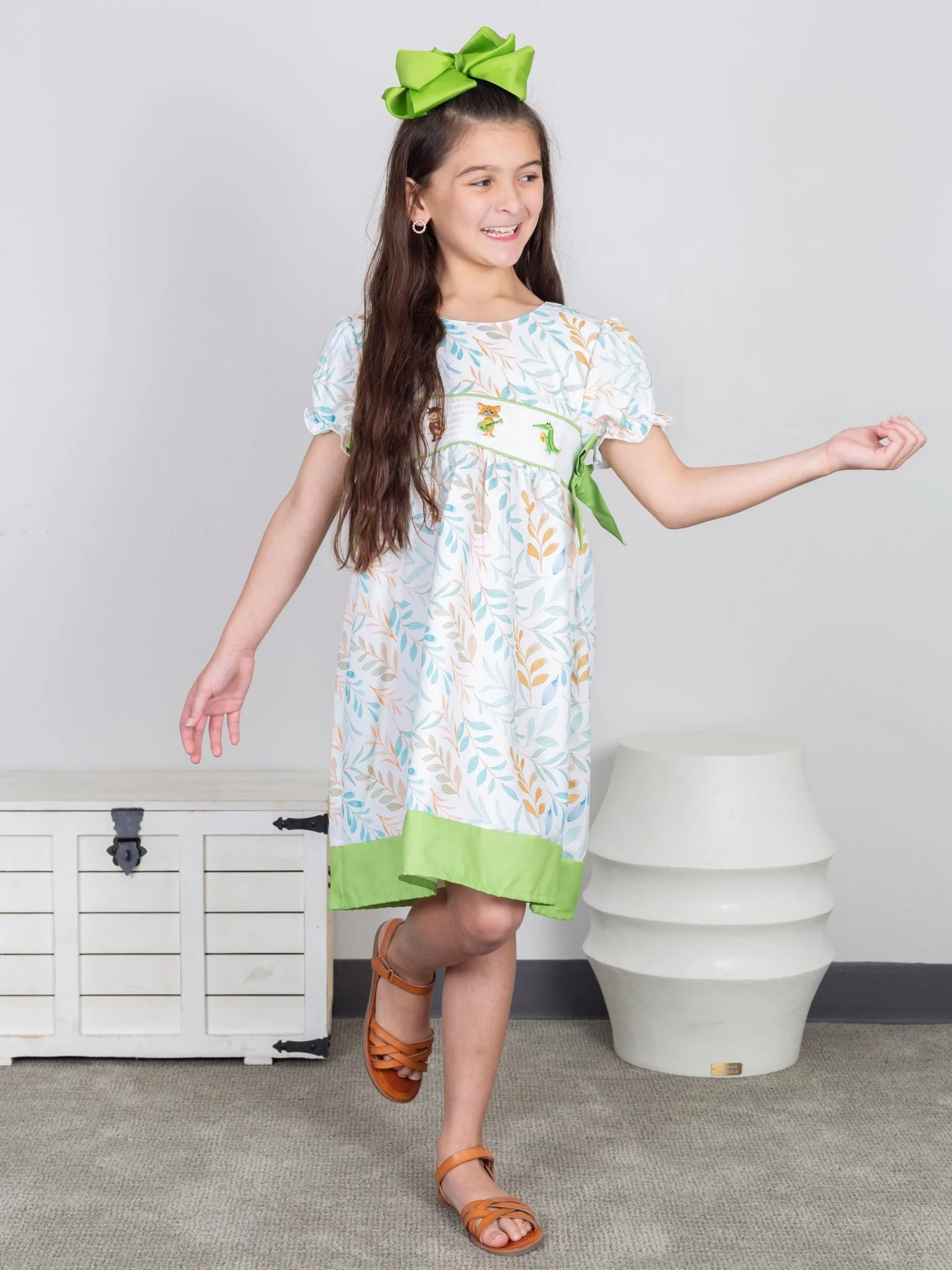 Jazzy Zoo Friends Smocked Bow Dress - Image 4