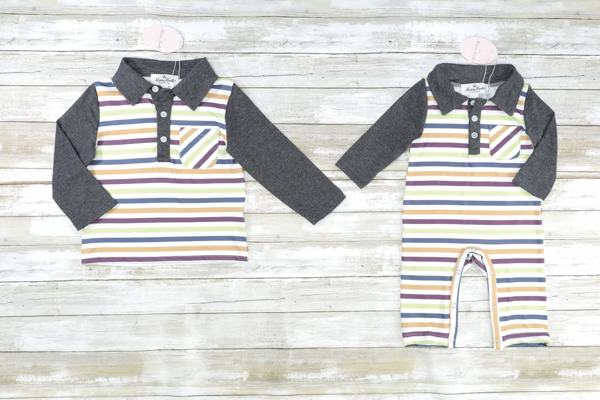 Green Striped Raglan Pocket Polo Shirt - Image 2