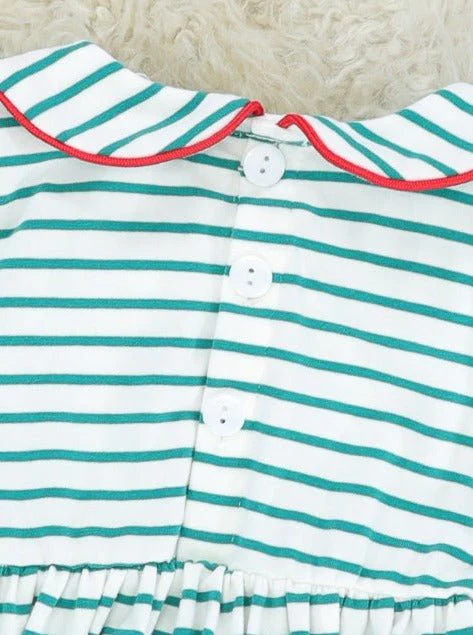 Green Striped Vintage Reindeer Dress - Image 2