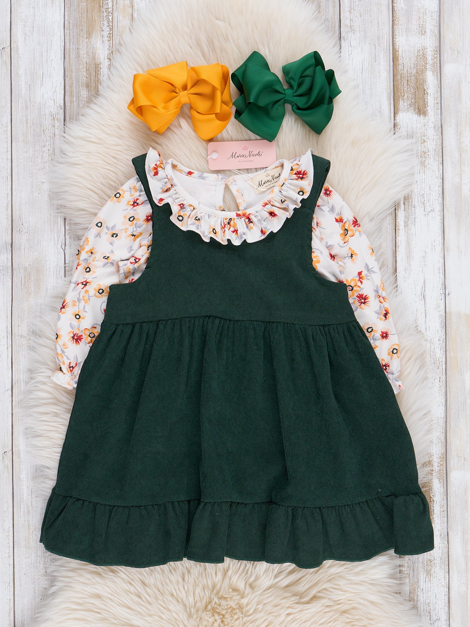 Green Sunflower Ruffle Skirtall Set