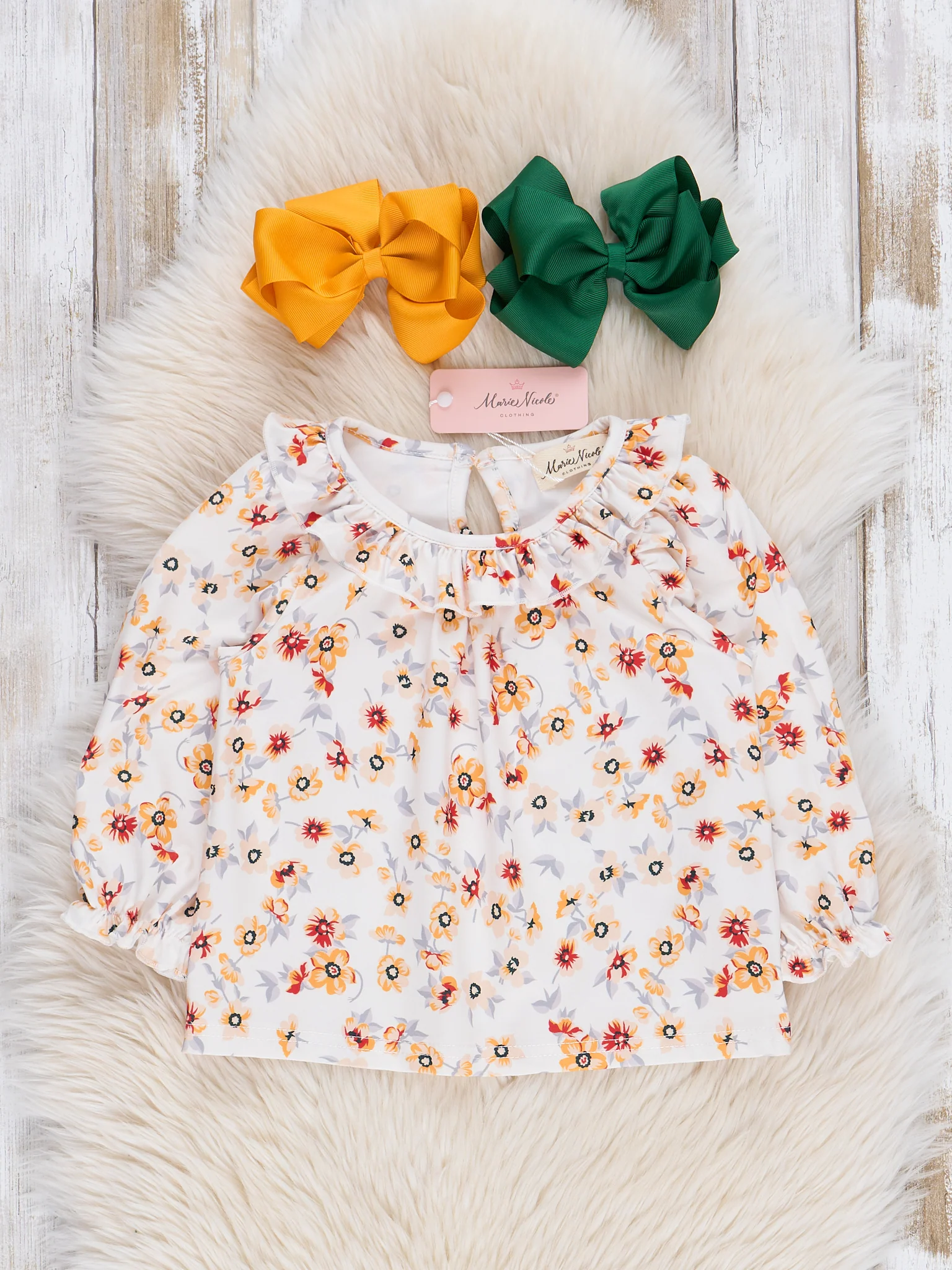 Green Sunflower Ruffle Skirtall Set - Image 3