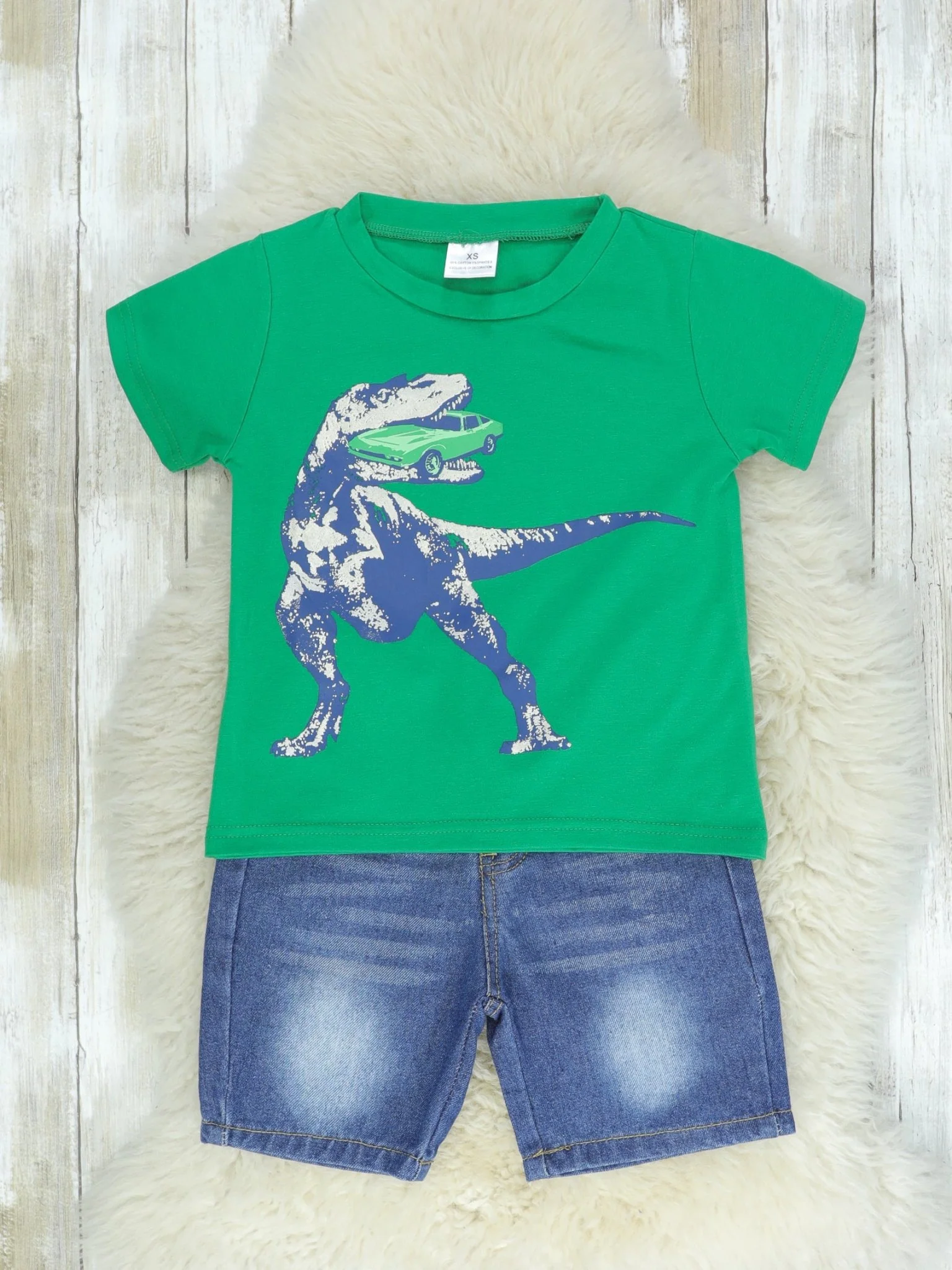 Green T-Rex Top & Shorts Outfit