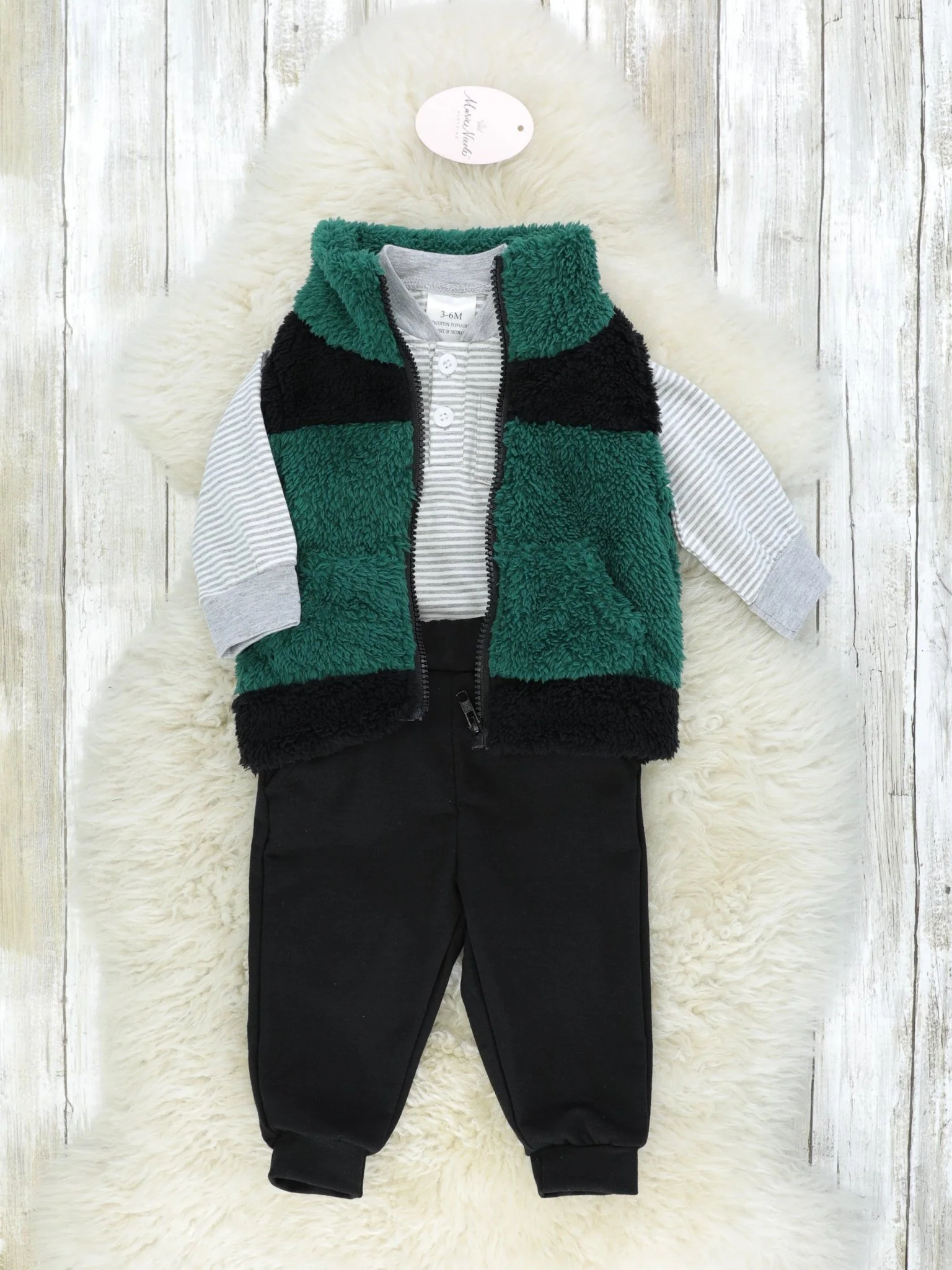 Green Vest, Romper, & Joggers Outfit
