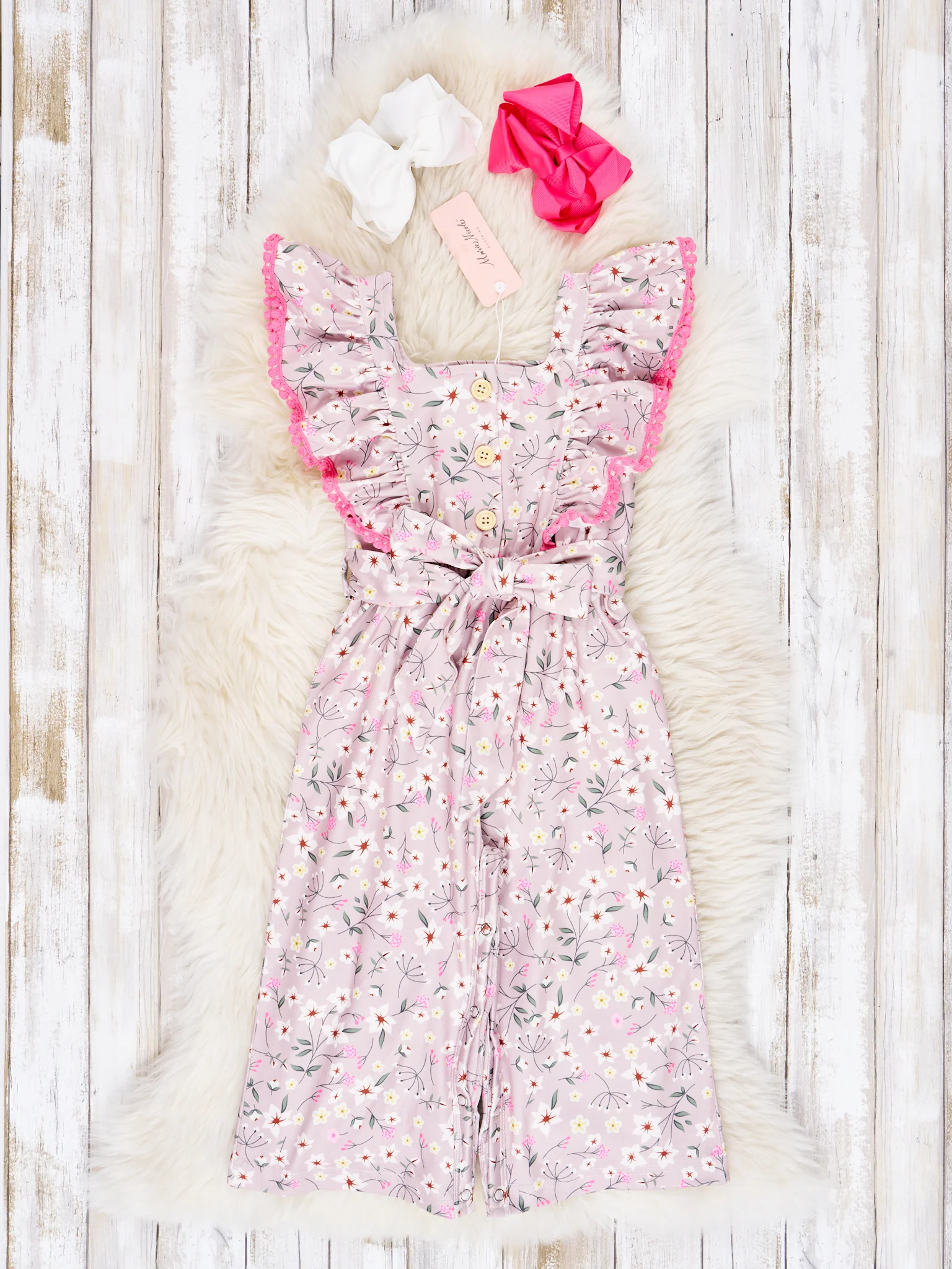 Grey & Pink Buttercup Ruffle Jumpsuit