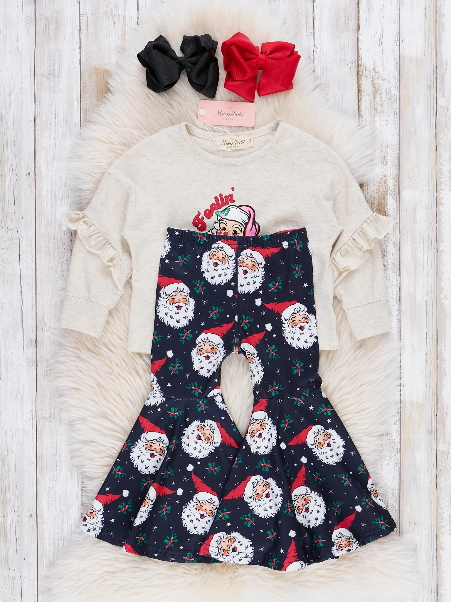 Grey & Black "Feelin' Jolly" Bell Bottom Outfit - Image 2