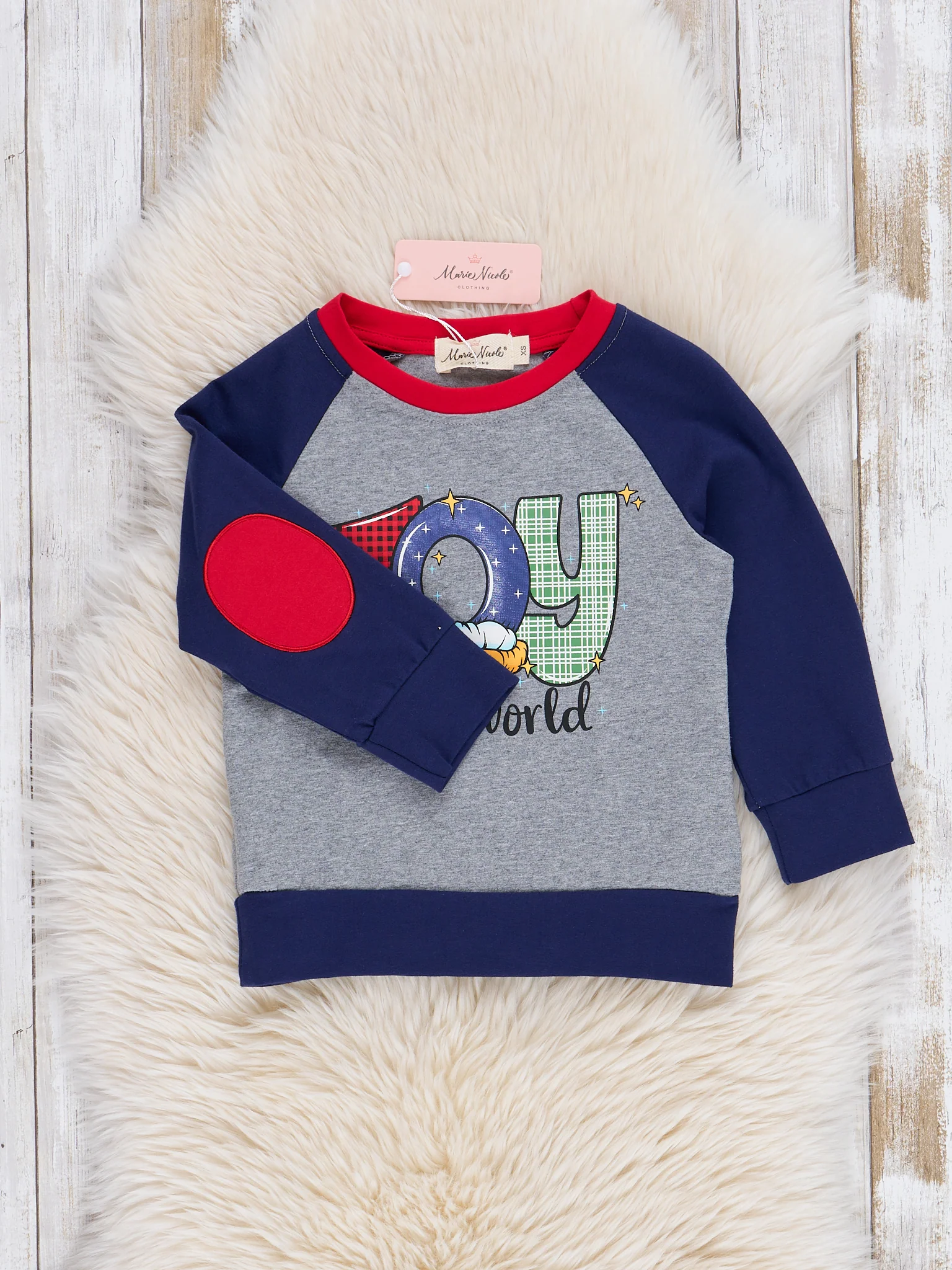 Grey & Blue "Joy" Raglan Shirt - Image 2