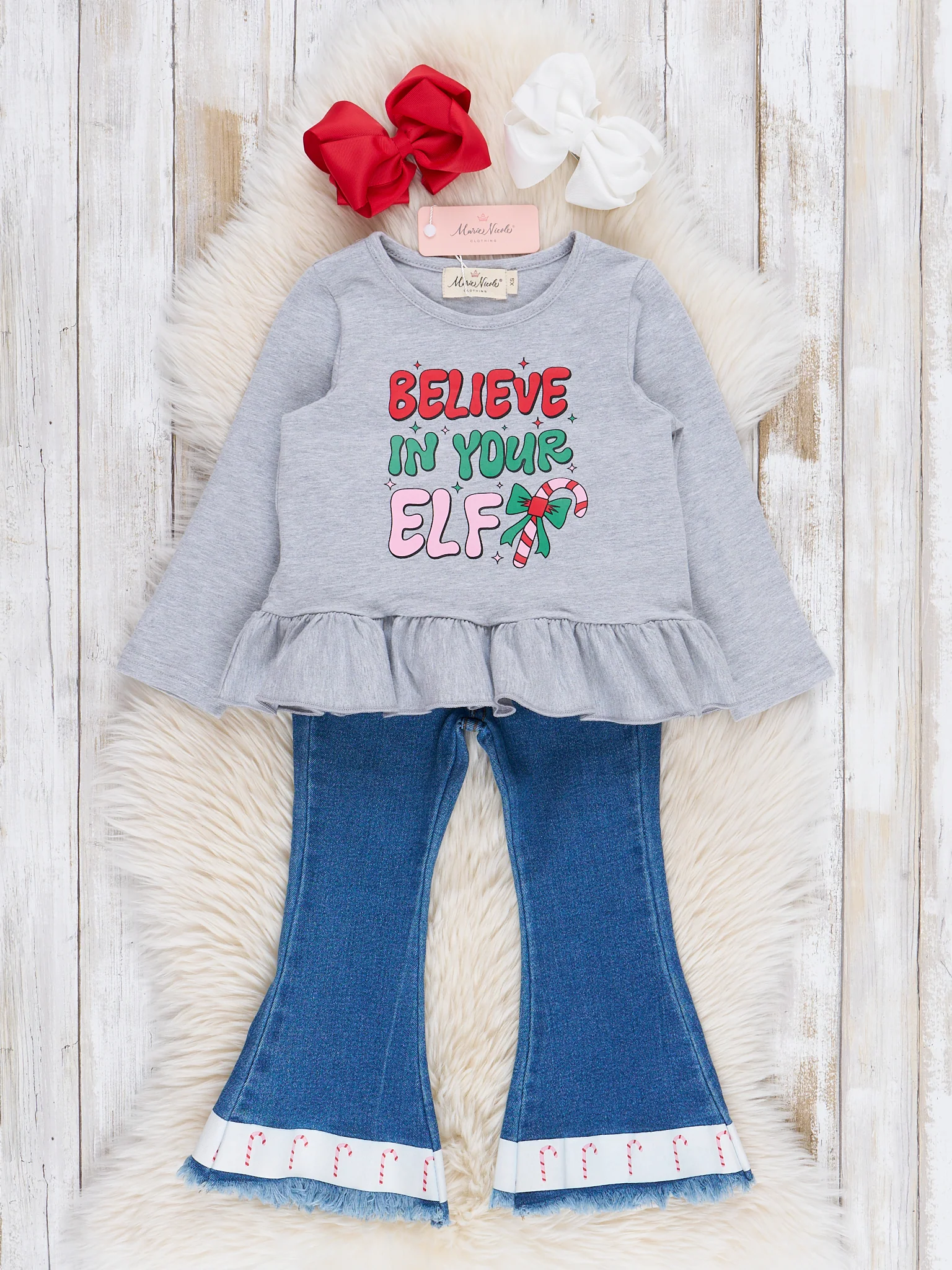 Grey Elf Denim Bell Bottoms Outfit - Image 2