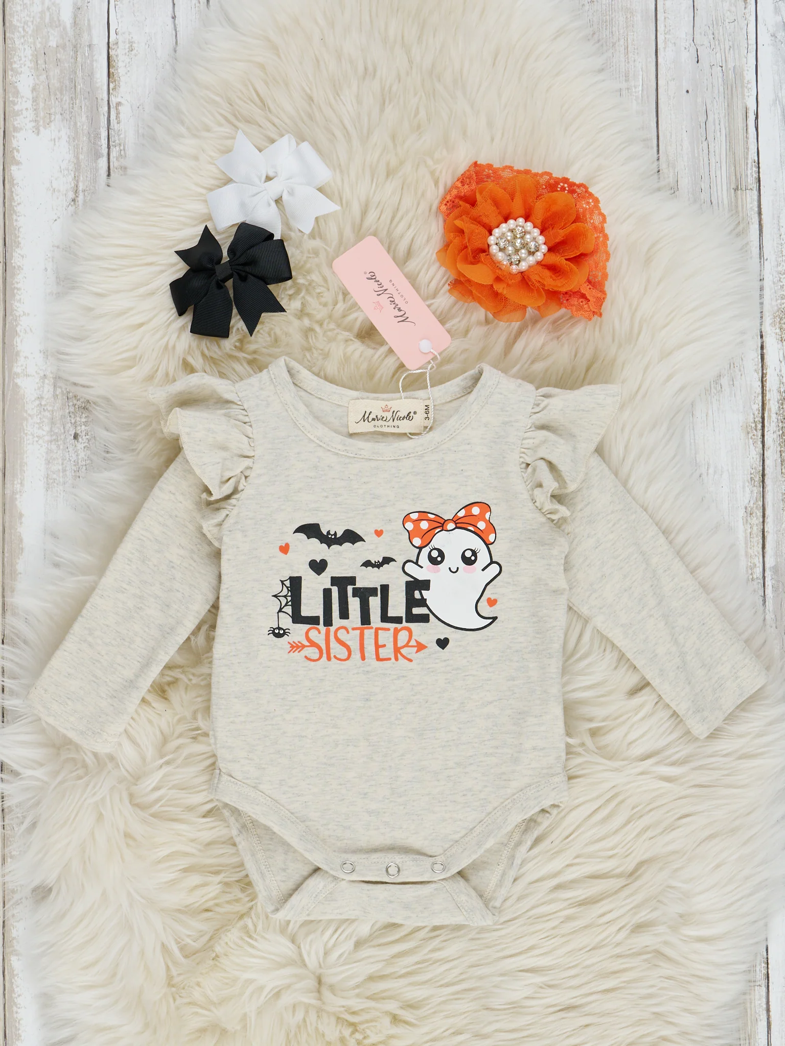 Grey Ghost "Little Sister" Ruffle Romper