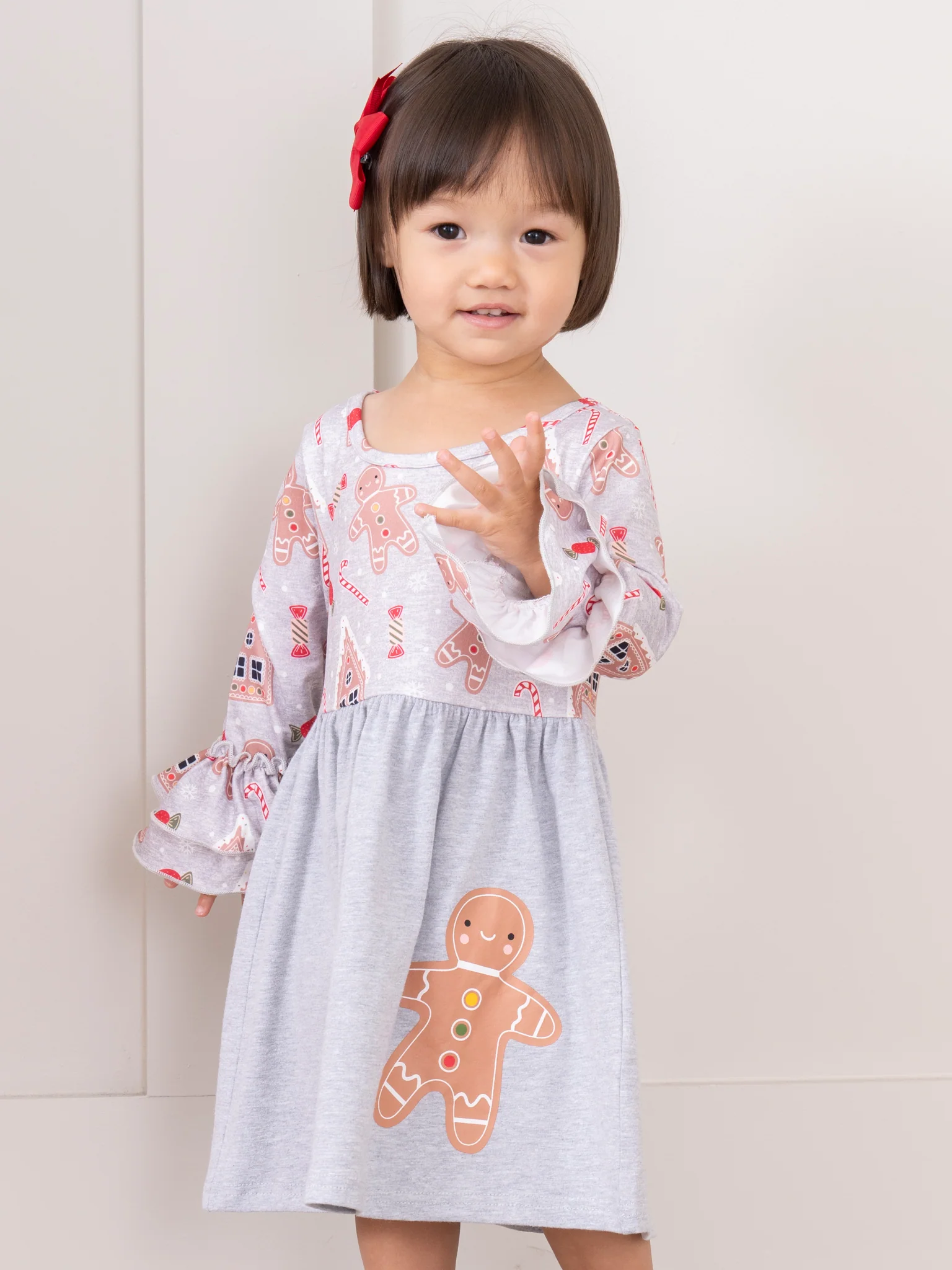 Grey Gingerbread Bell Sleeve Swing Dress - Image 4
