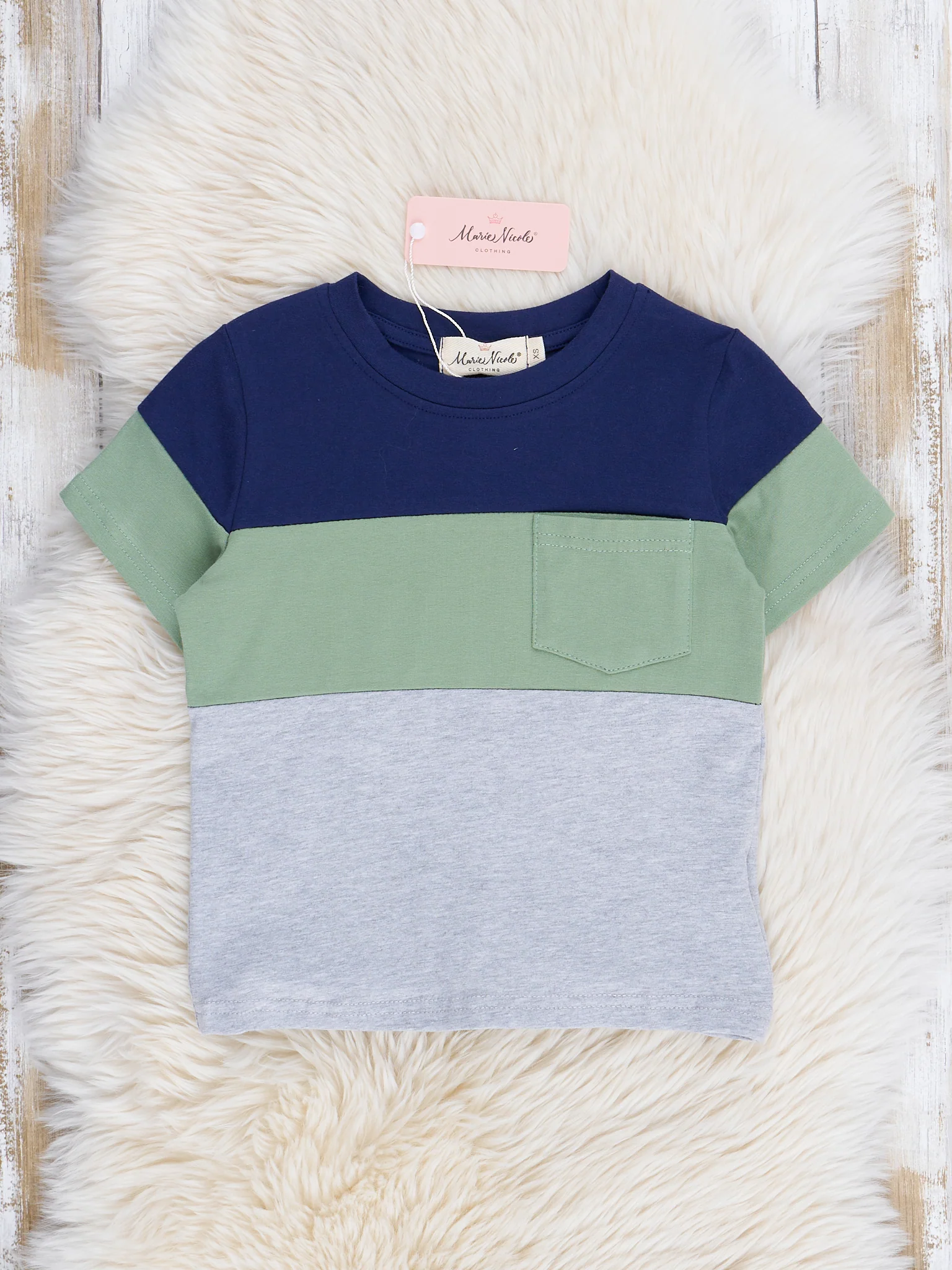 Grey & Green Colorblock Shirt