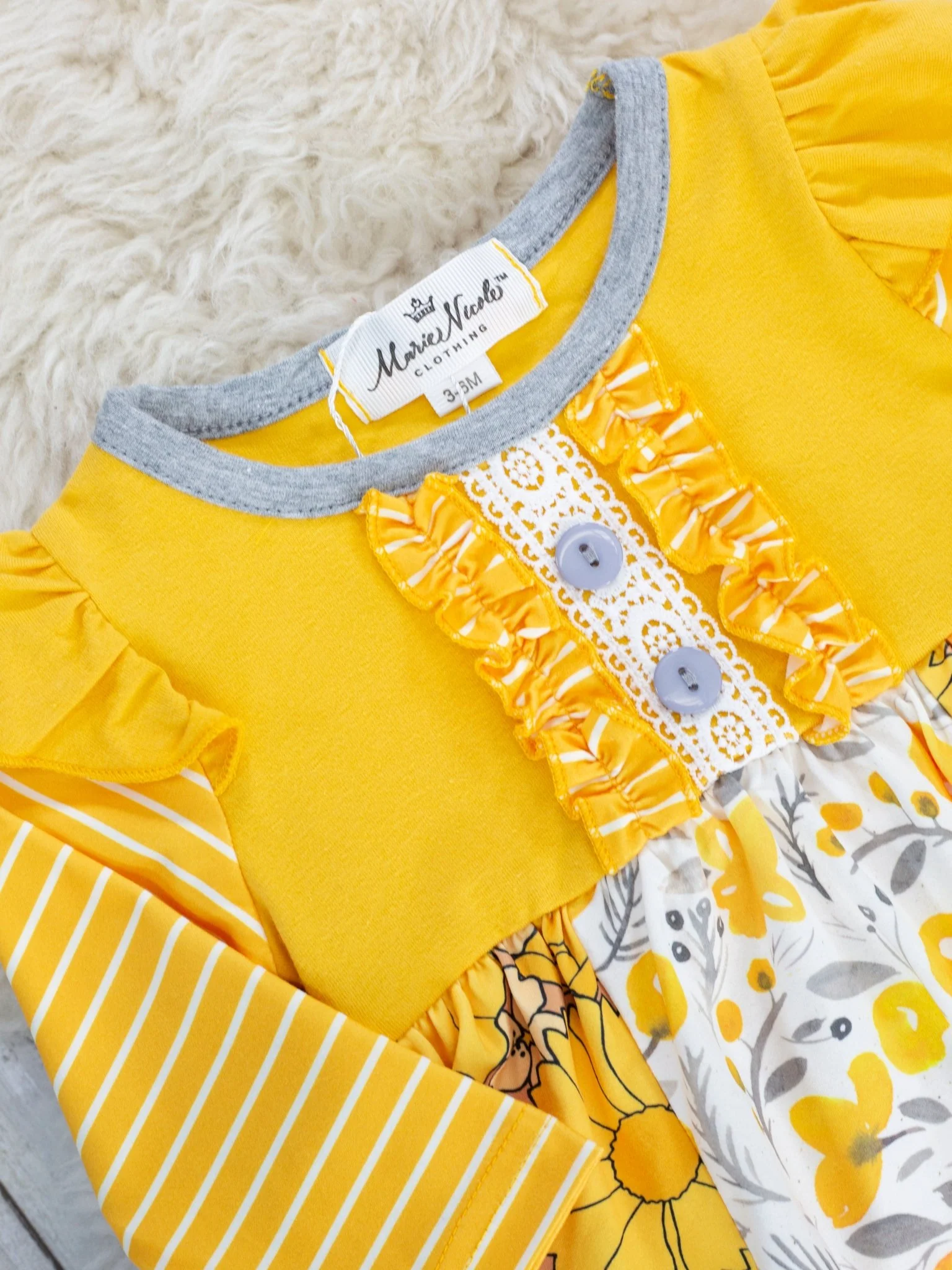 Grey & Mustard Floral Dressy Romper - Image 2