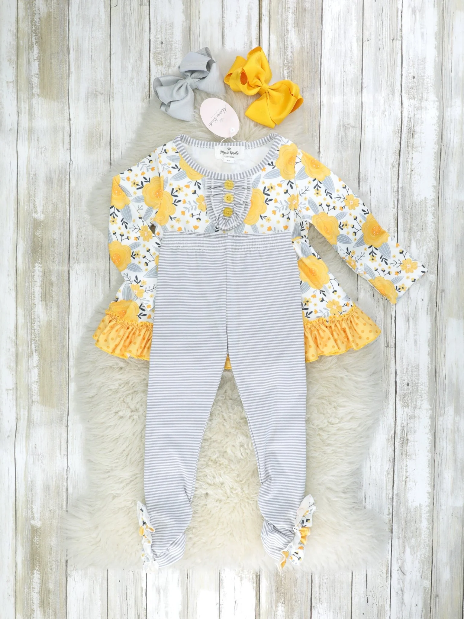 Grey & Mustard Floral Tunic Outfit - Image 2