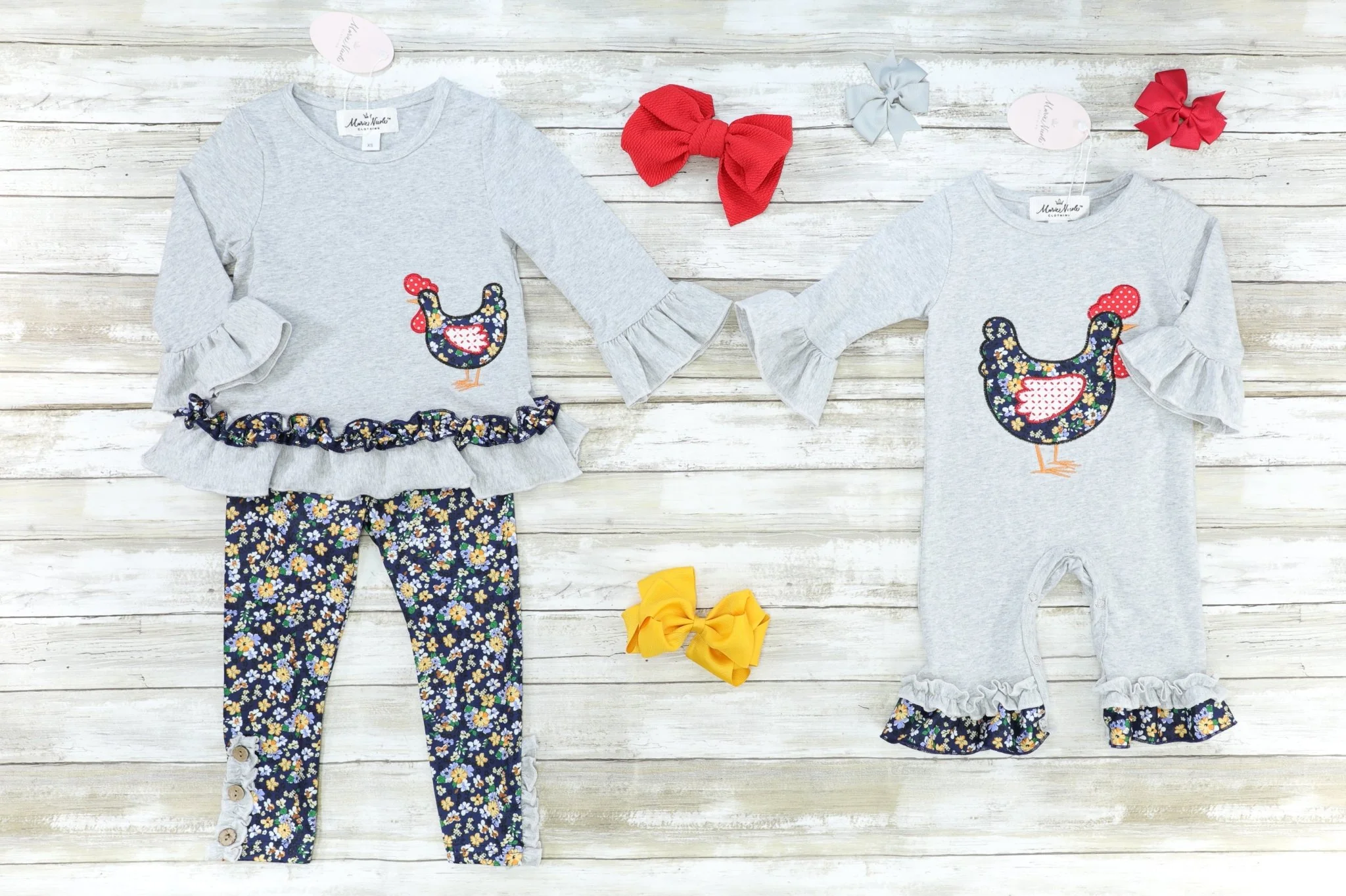 Grey & Navy Floral Chicken Outfit - Image 3