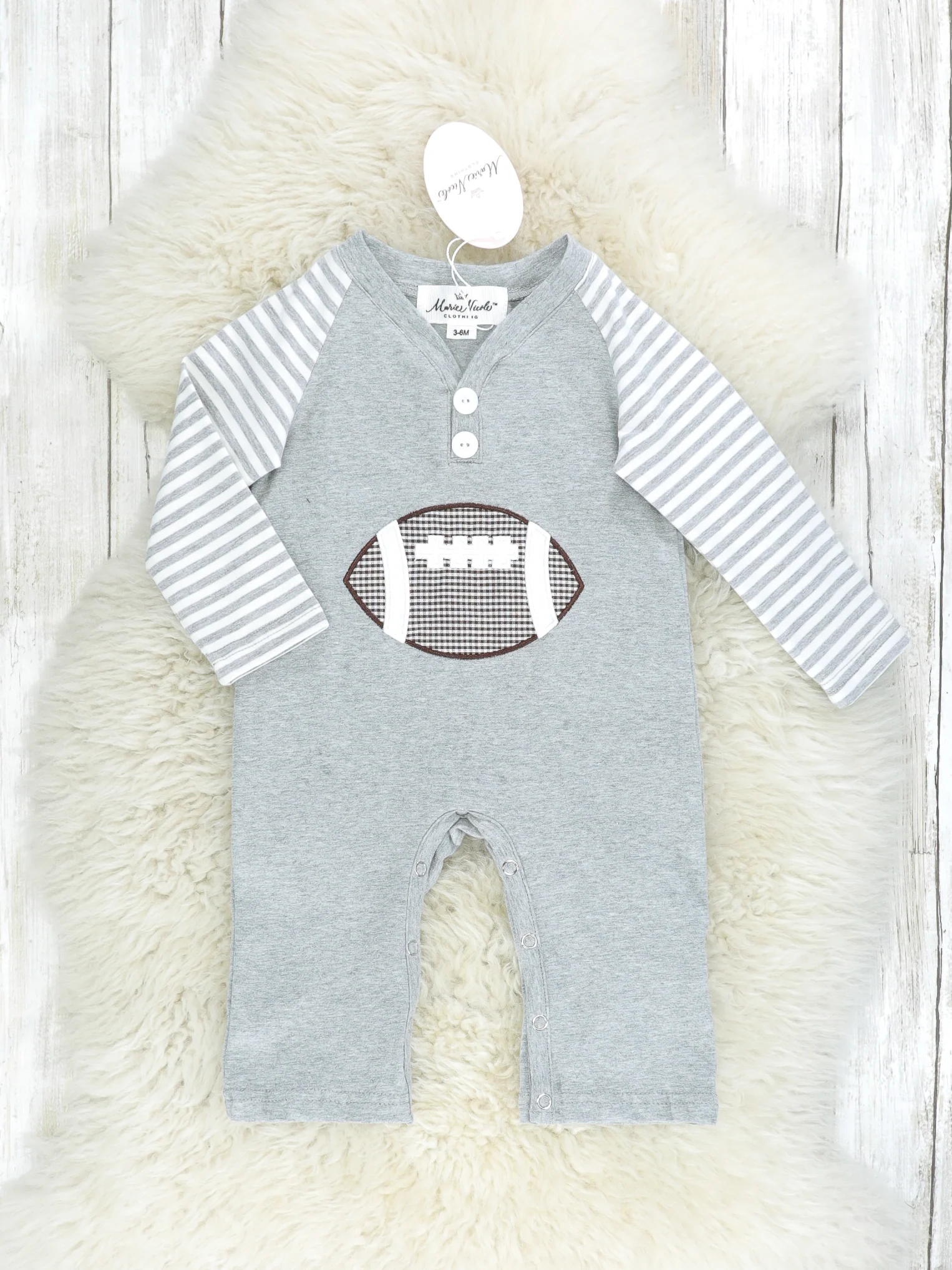 Grey Raglan Football Romper