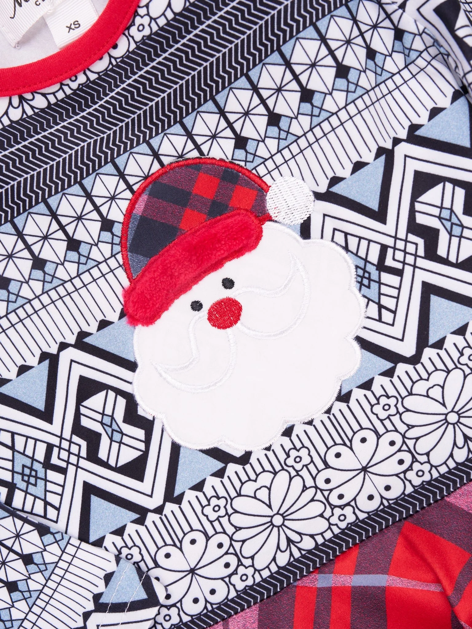 Grey & Red Embroidered Santa Ruffle Outfit - Image 2