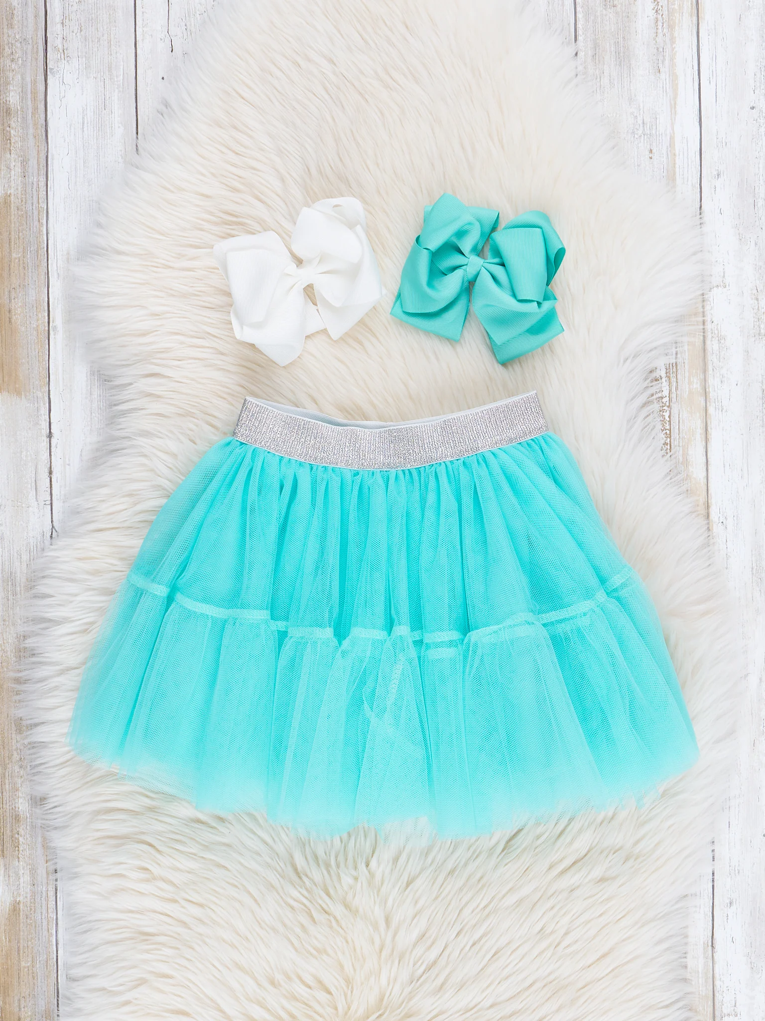 Grey Striped Bubblegum Bunny Tulle Outfit w/ Skirt - Image 3