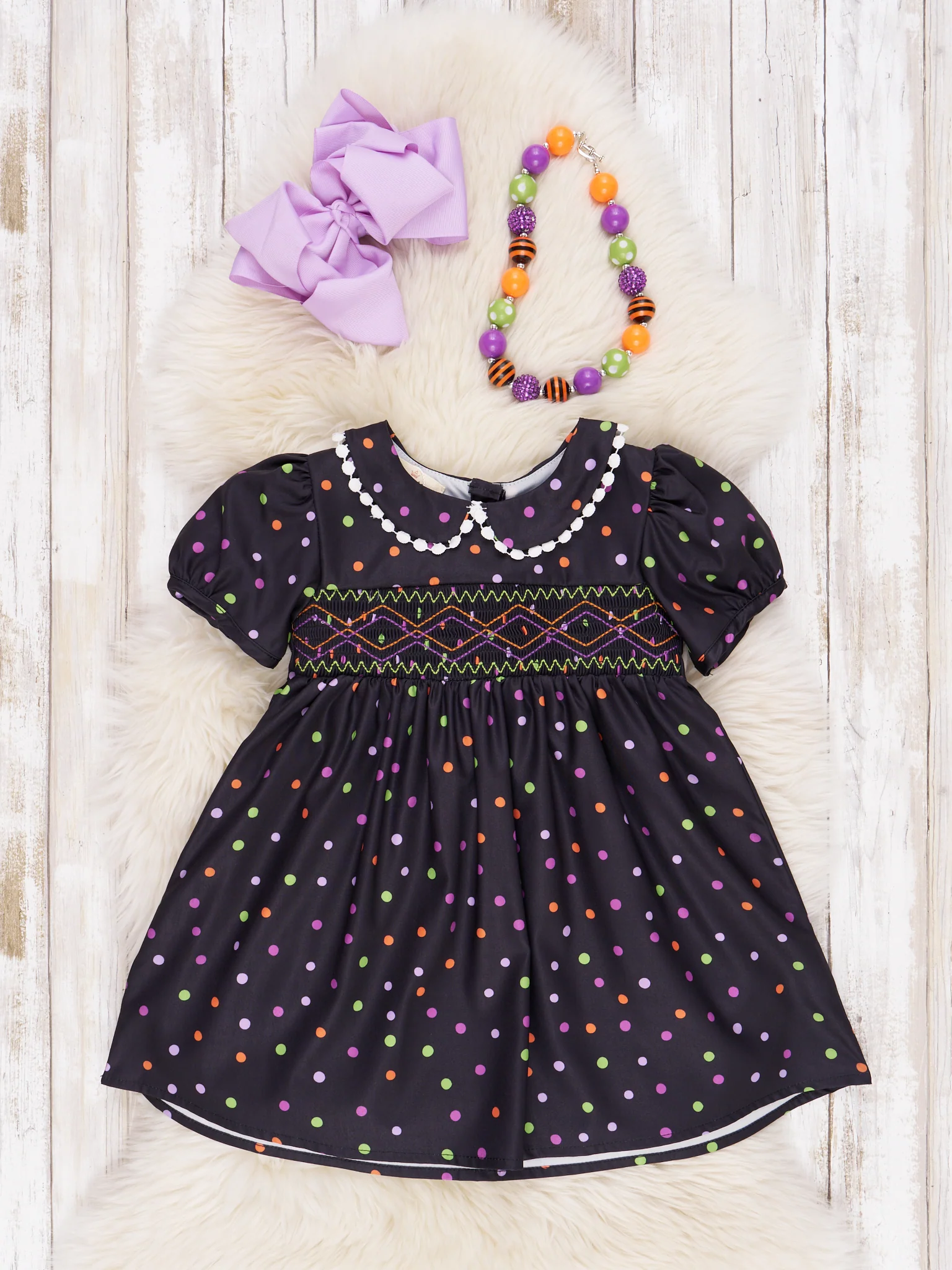 Halloween Dots Embroidered Dress