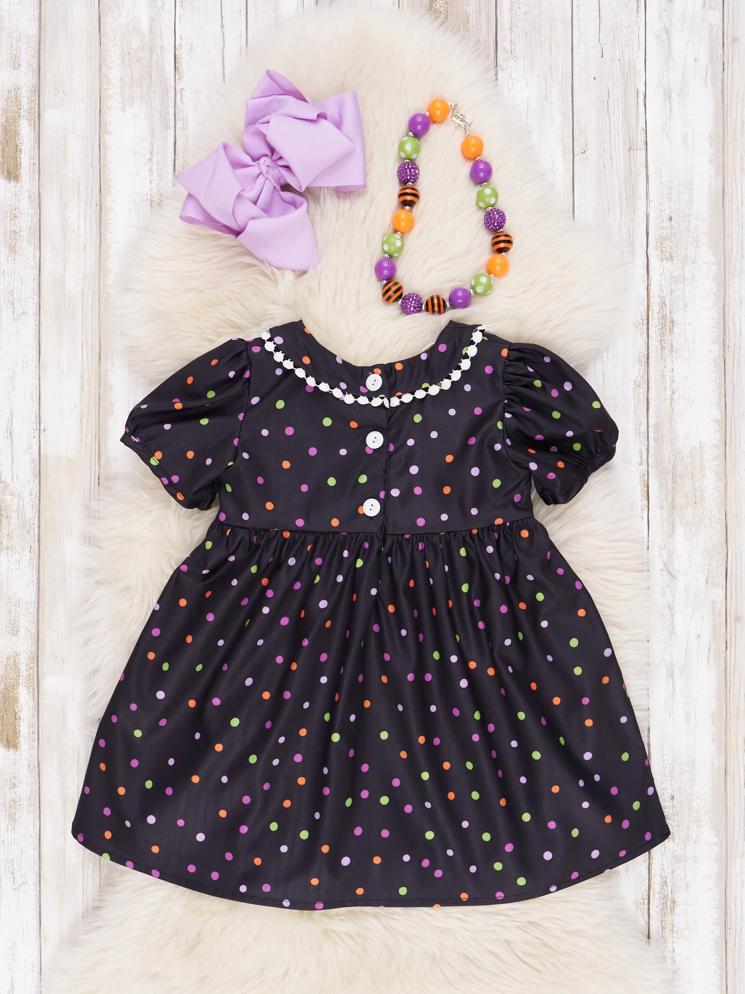 Halloween Dots Embroidered Dress - Image 2