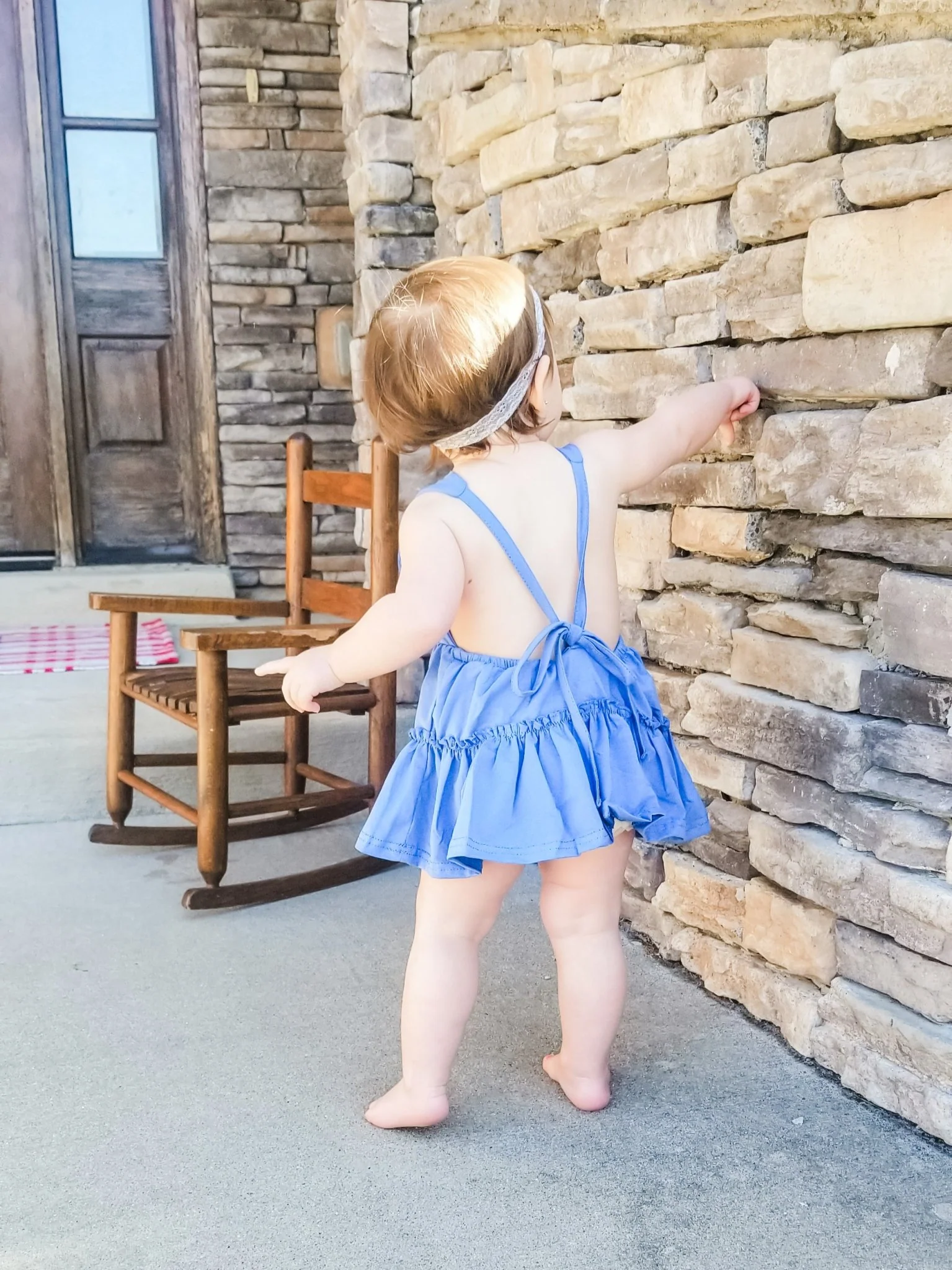 Blue Halter Ruffle Bubble Romper - Image 5