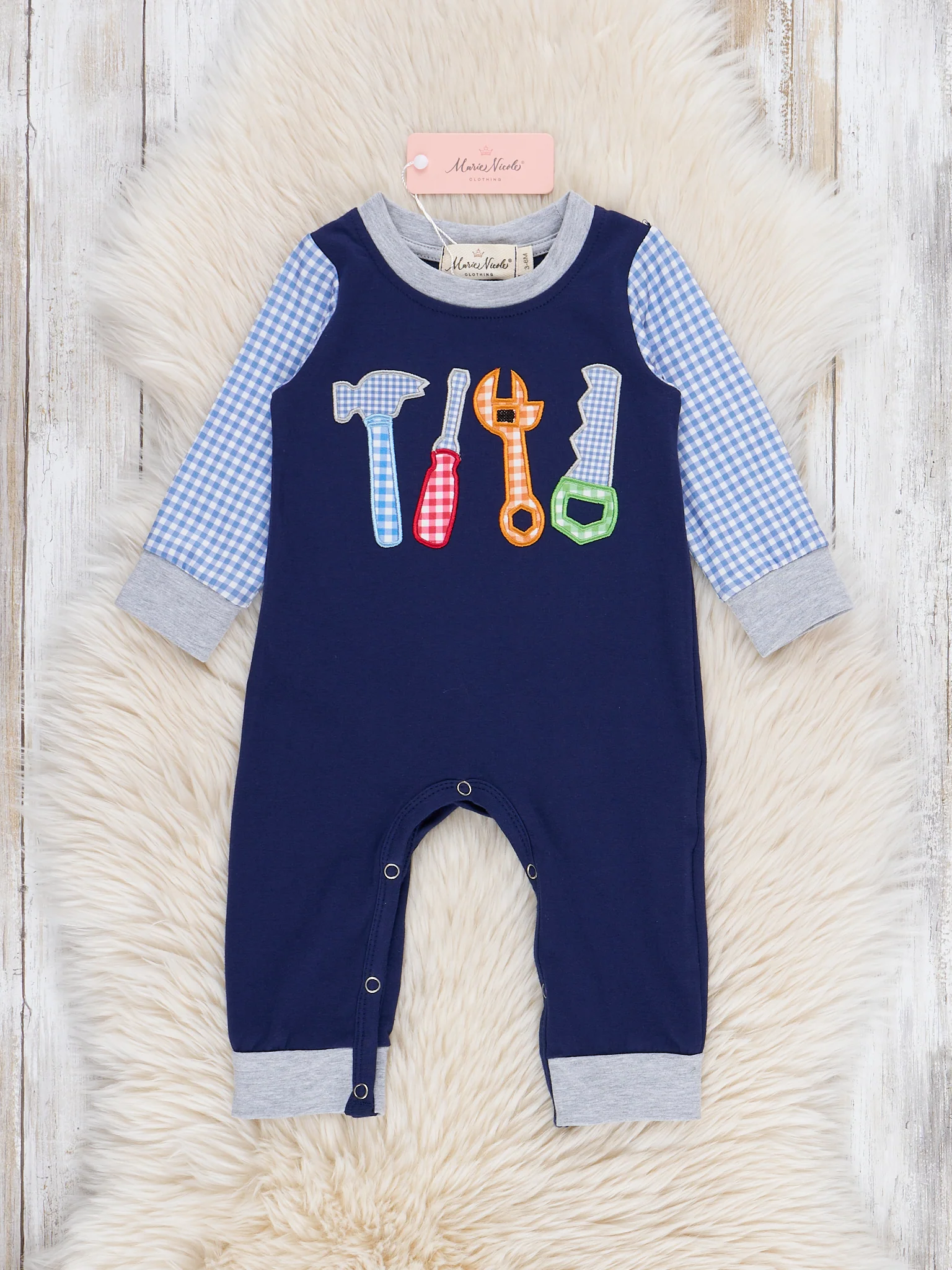Handy Helper Embroidered Tool Romper