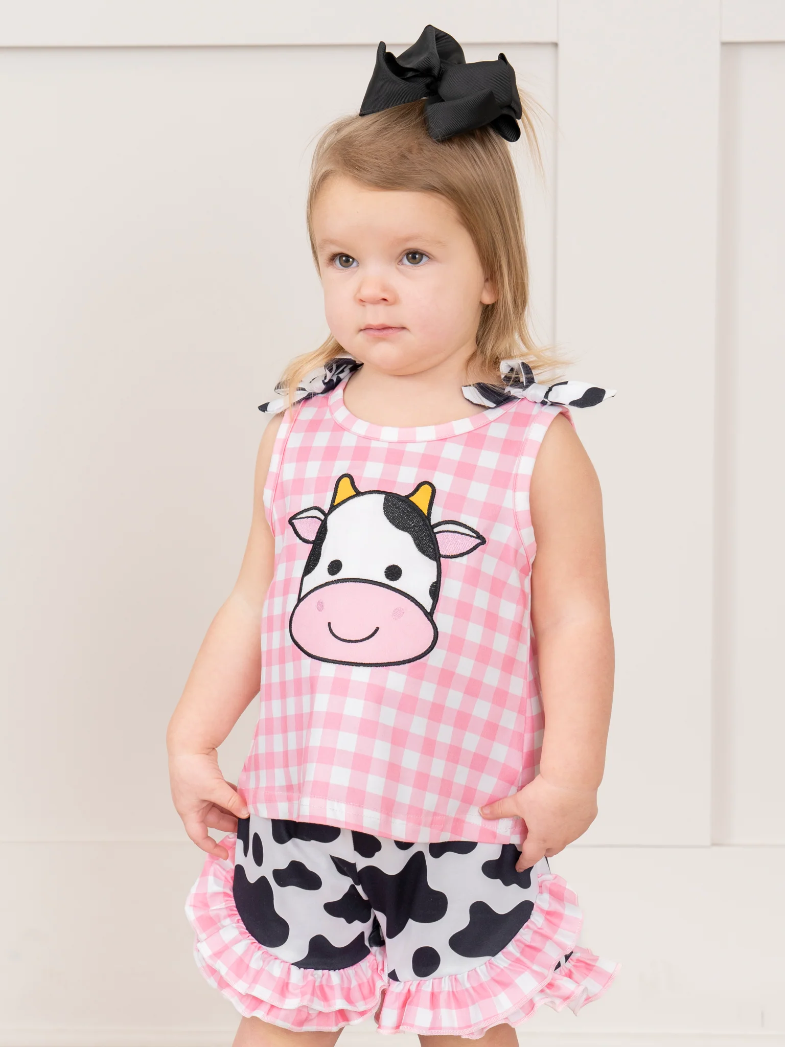 Happy Cow Gingham Ruffle Outfit