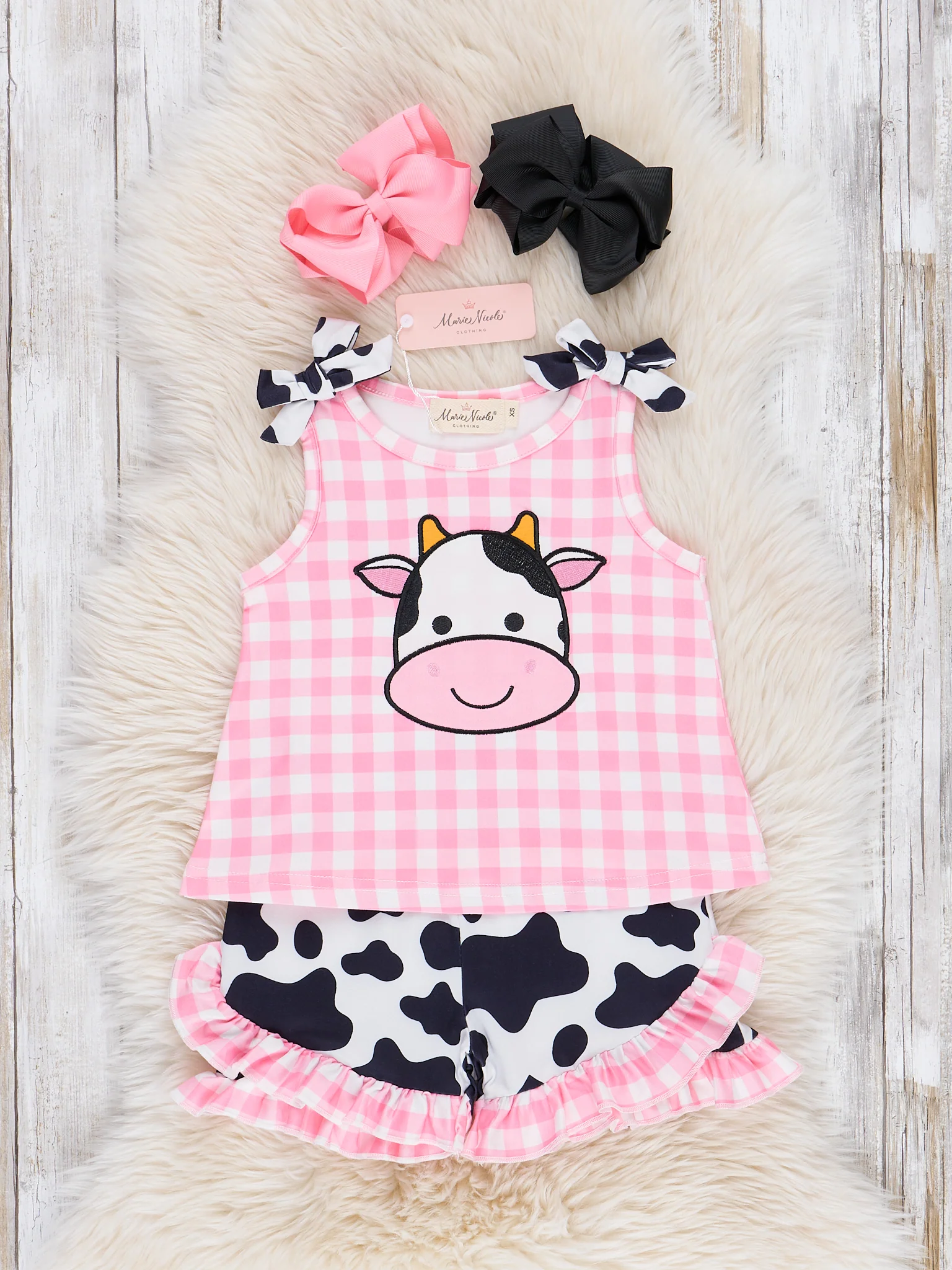 Happy Cow Gingham Ruffle Outfit - Image 2