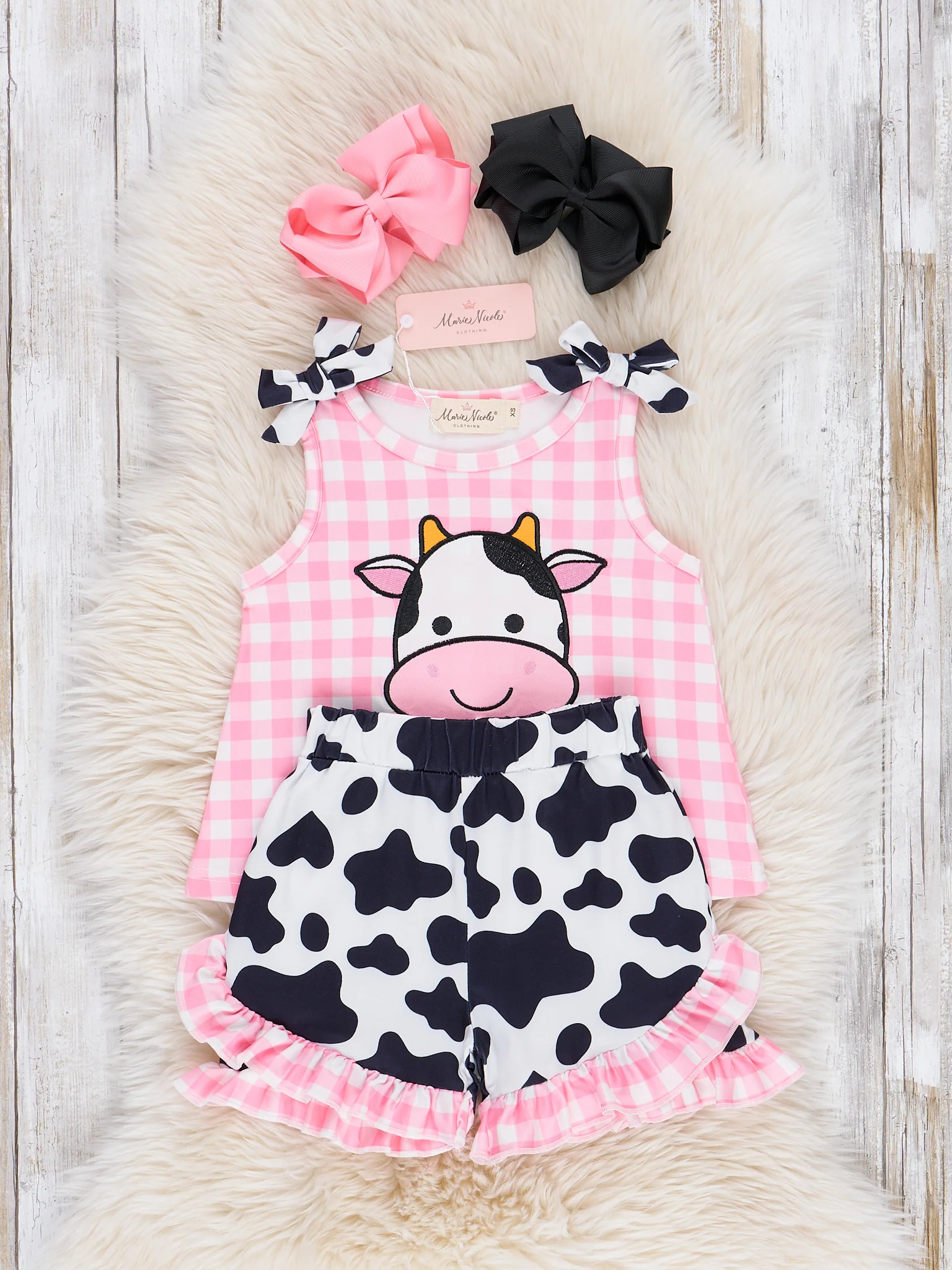 Happy Cow Gingham Ruffle Outfit - Image 3