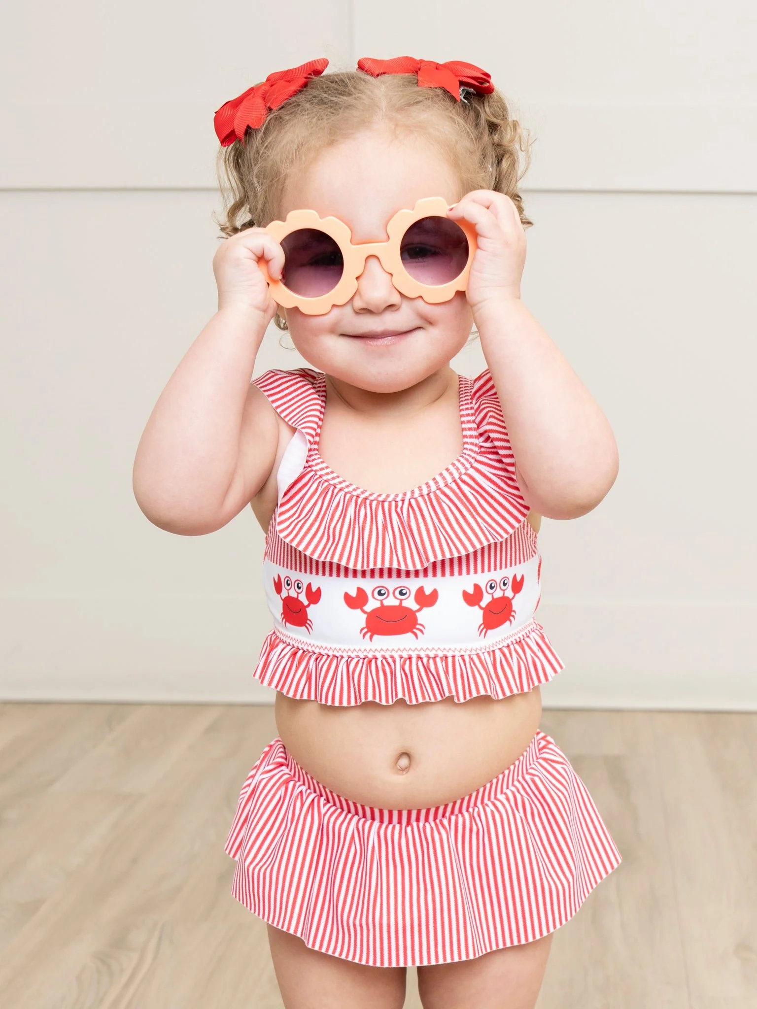 Happy Crab Striped Swimsuit