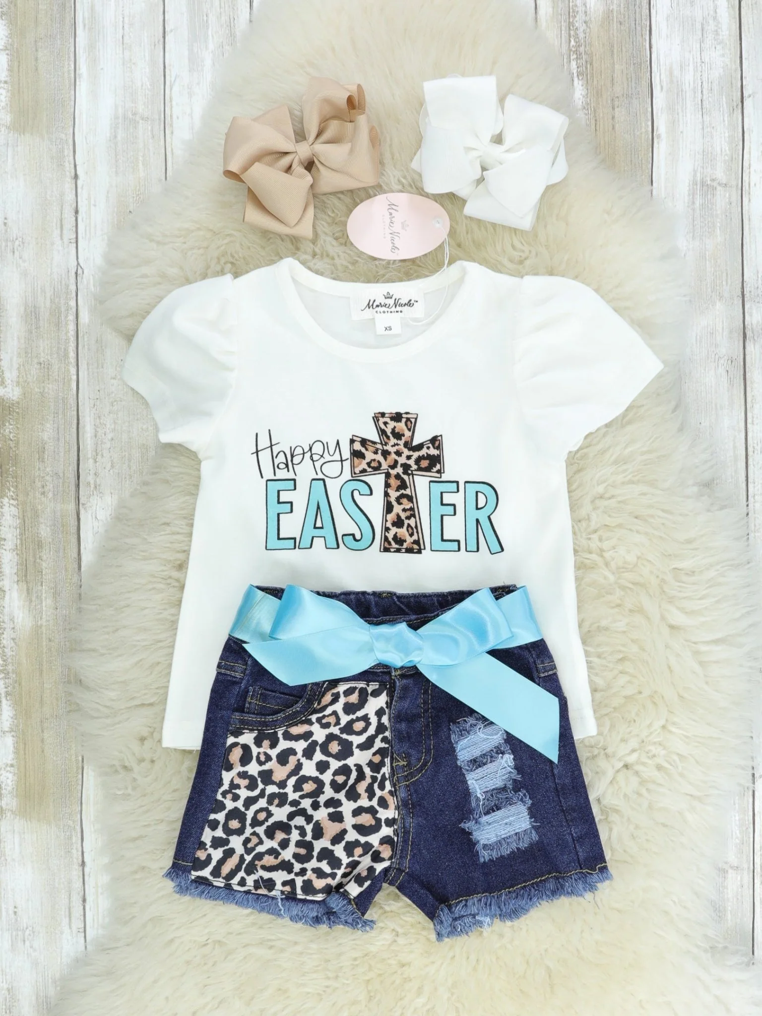 Happy Easter Cross Denim Outfit - Image 2
