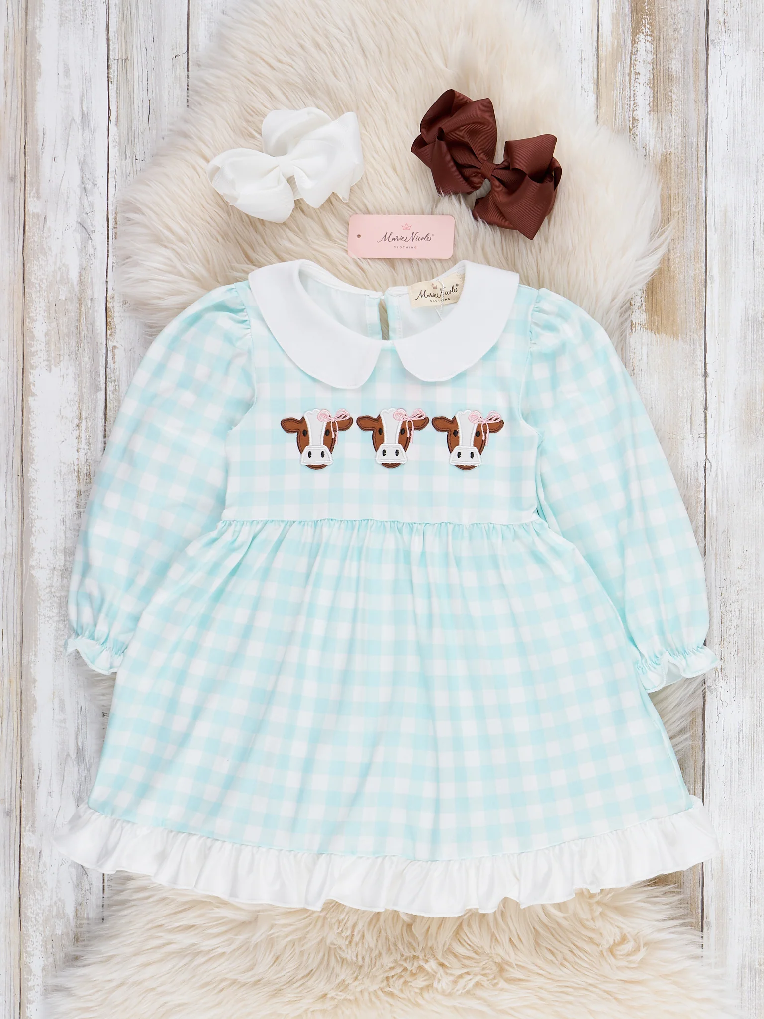 Happy Moo Days Plaid Ruffle Dress