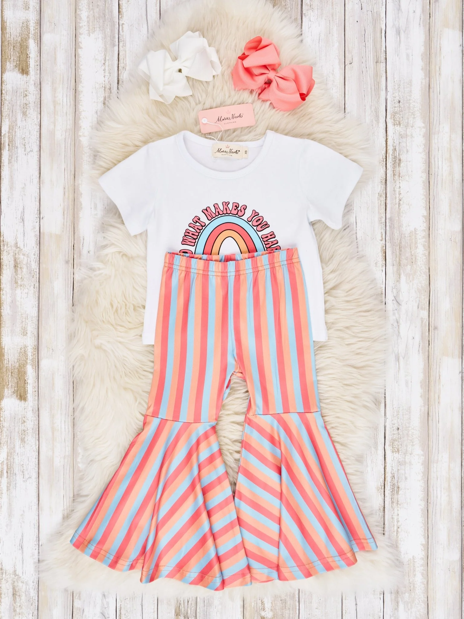 "Happy" Rainbow Bell Bottom Outfit - Image 2