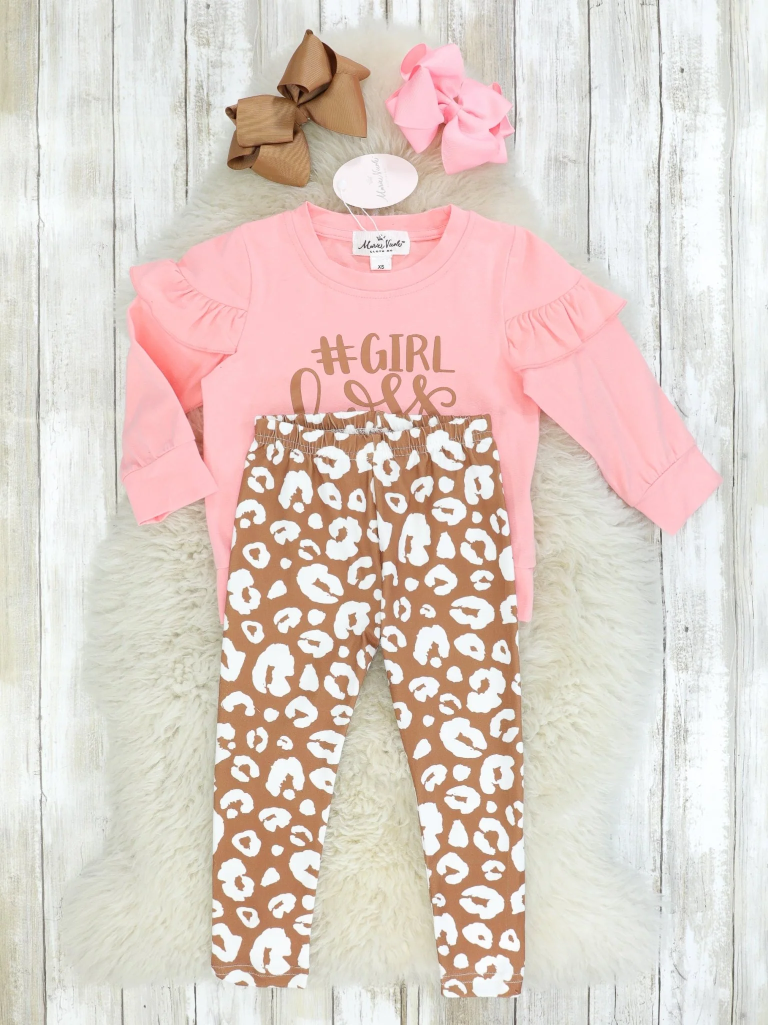"#GirlBoss" Ruffle Top & Leopard Bottoms Outfit - Image 2