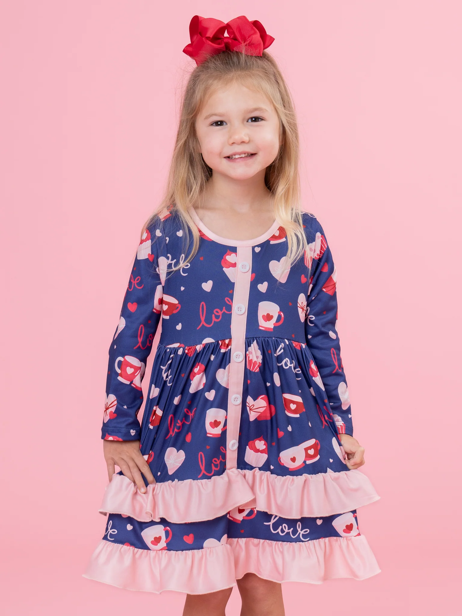 Heart of Hearts Double Tiered Ruffle Dress - Sweets