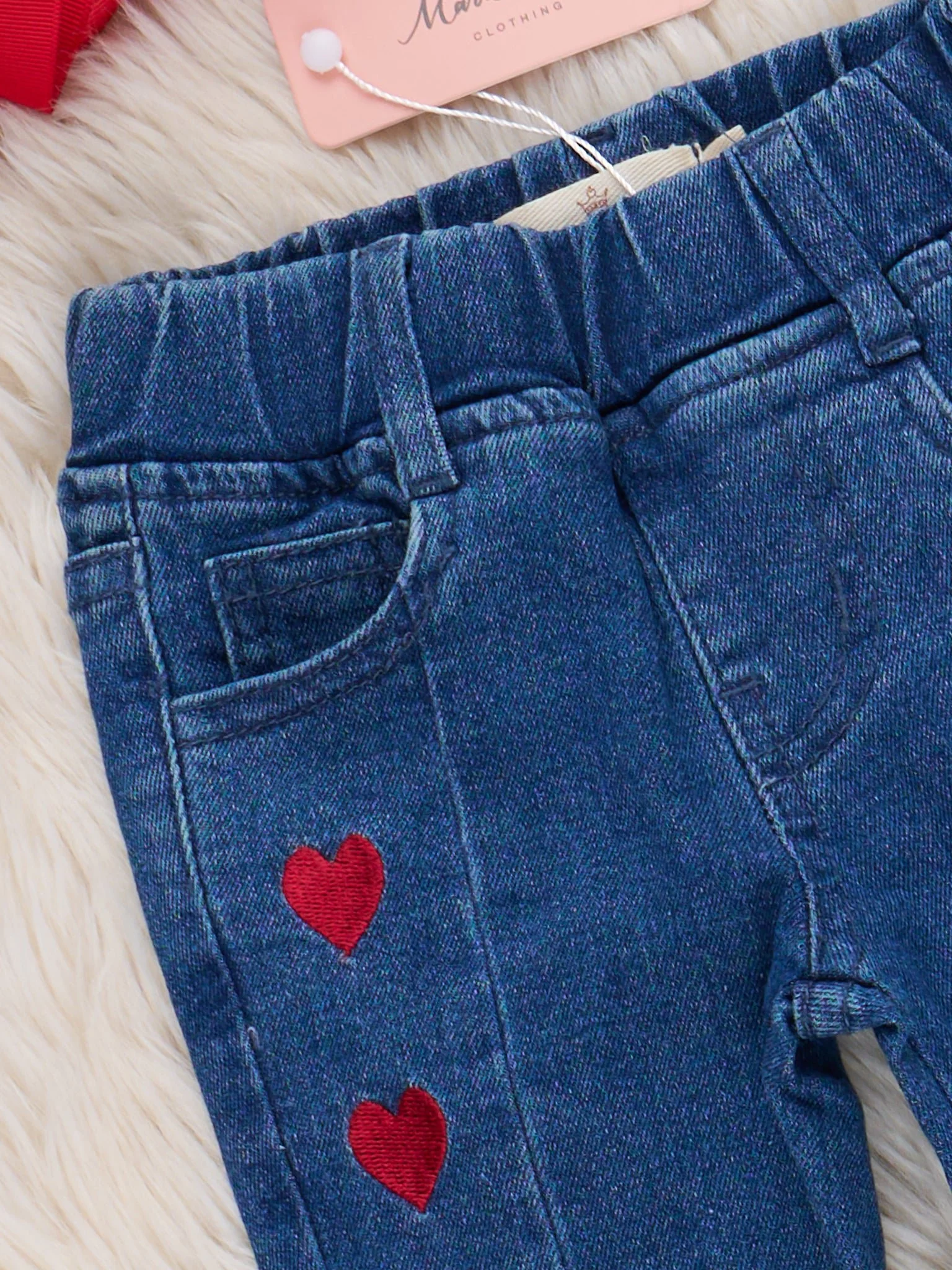 Heart Parade Embroidered Denim Bell Bottoms - Image 3