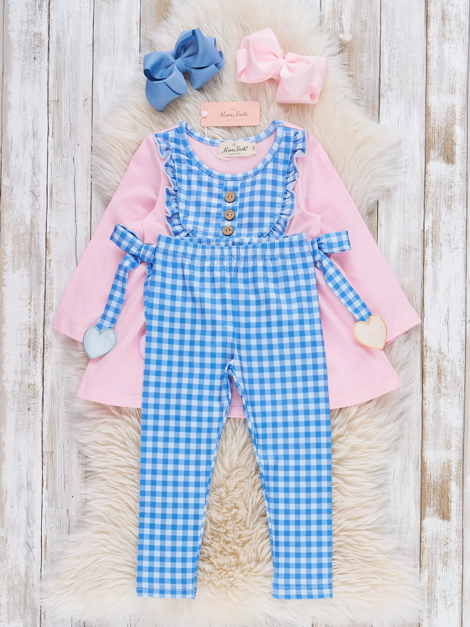 Heartstrings Bow Ruffle Plaid Outfit - Image 4