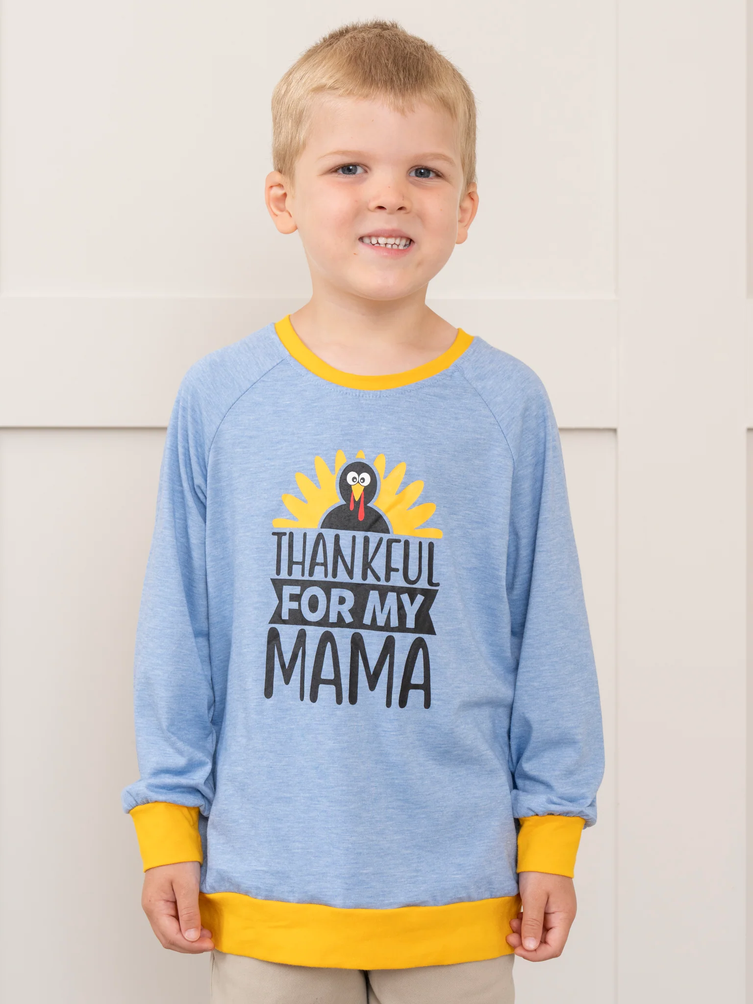 Heather Blue "Thankful for My Mama" Shirt