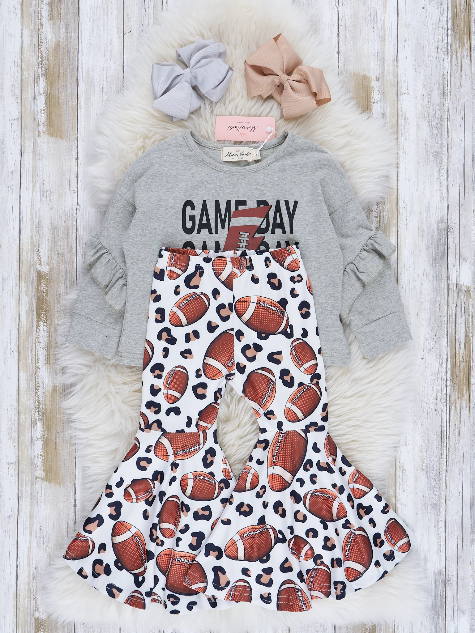 Heather Grey Football Game Day Bell Bottom Outfit - Image 2