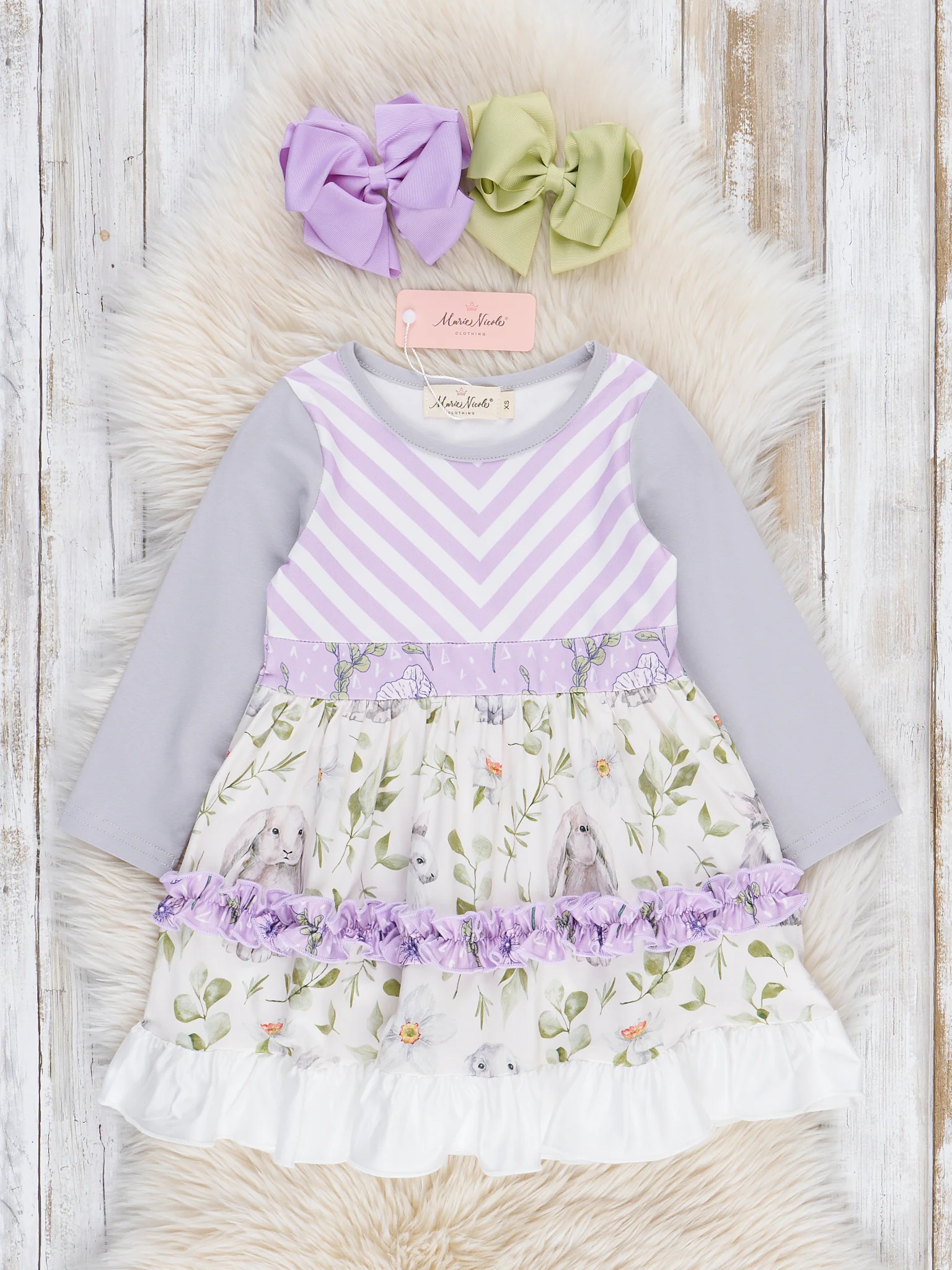 Heather Purple & Grey Floral Striped Dress
