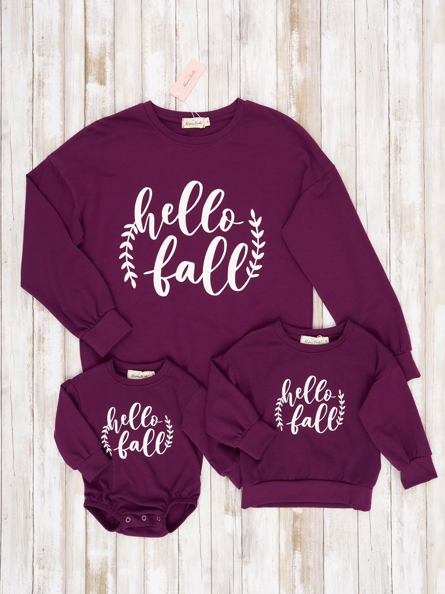 Mom & Me "Hello Fall" Plum Crewneck