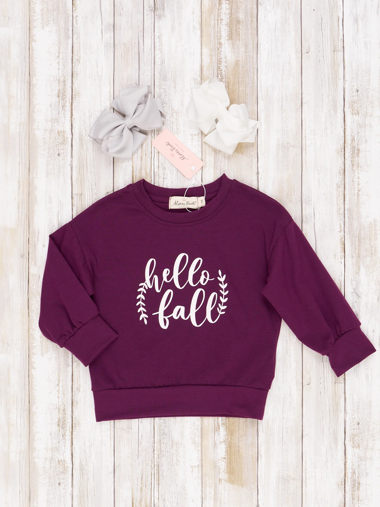 Mom & Me "Hello Fall" Plum Crewneck - Image 3
